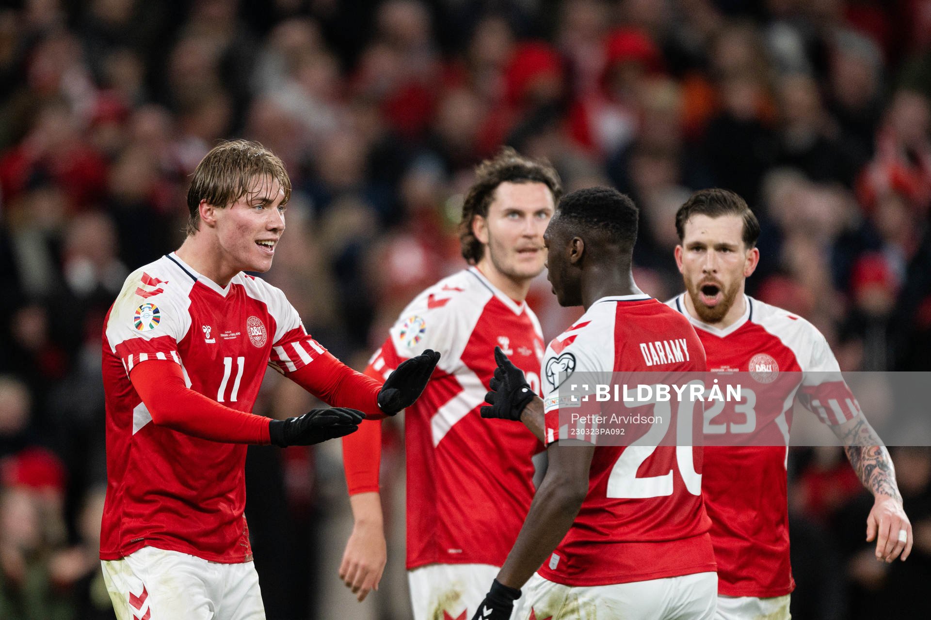Rasmus Højlund of Denmark celebrates the 3-1 goal