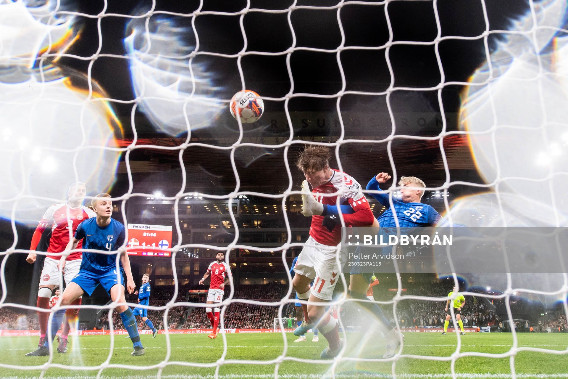 Rasmus Højlund of Denmark scores the 2-1 goal in action