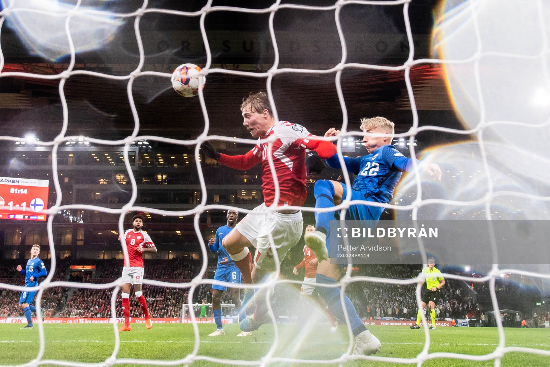 Rasmus Højlund of Denmark scores the 2-1 goal in action