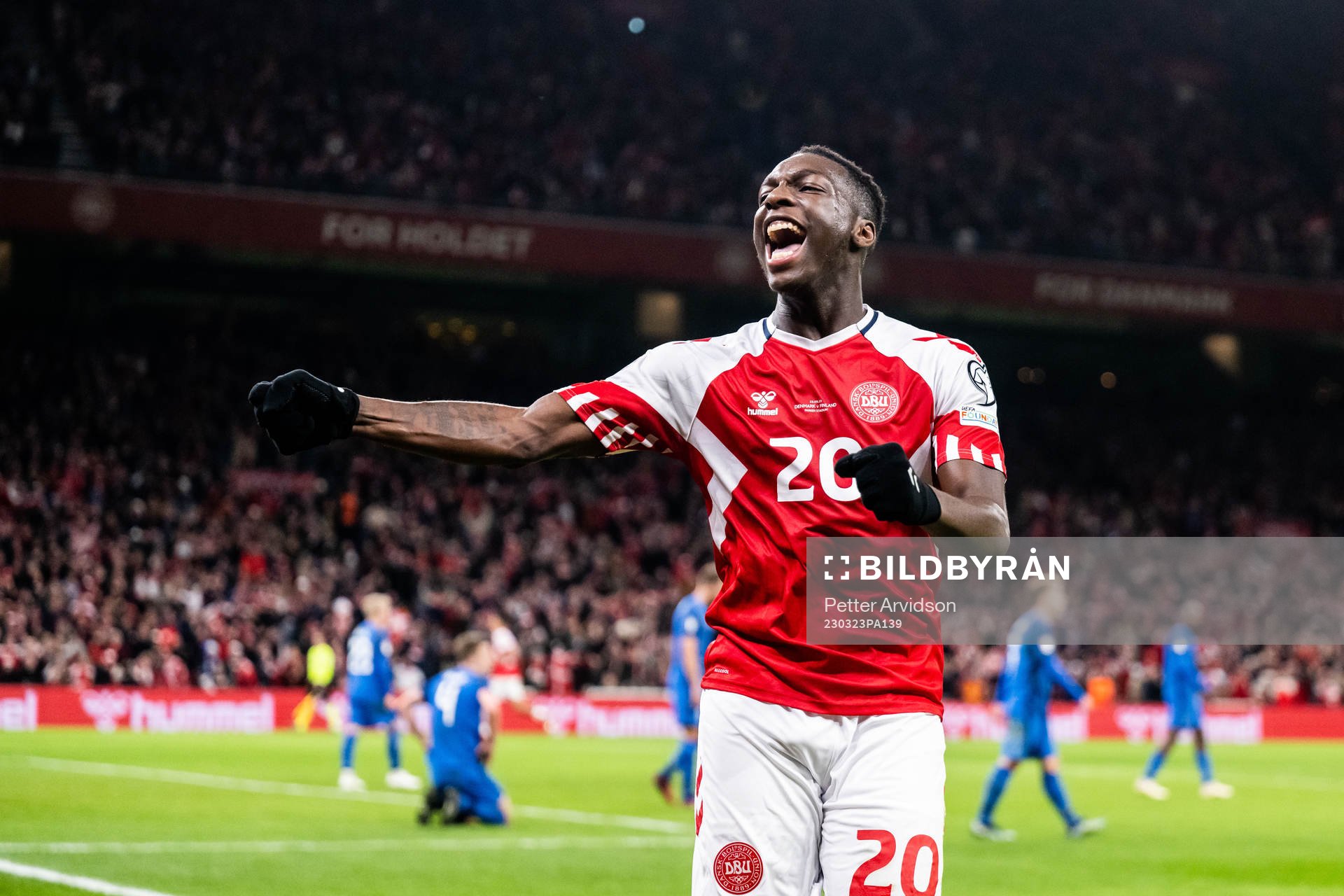 Mohamed Daramy of Denmark celebrate the 3-1 goal by Rasmus