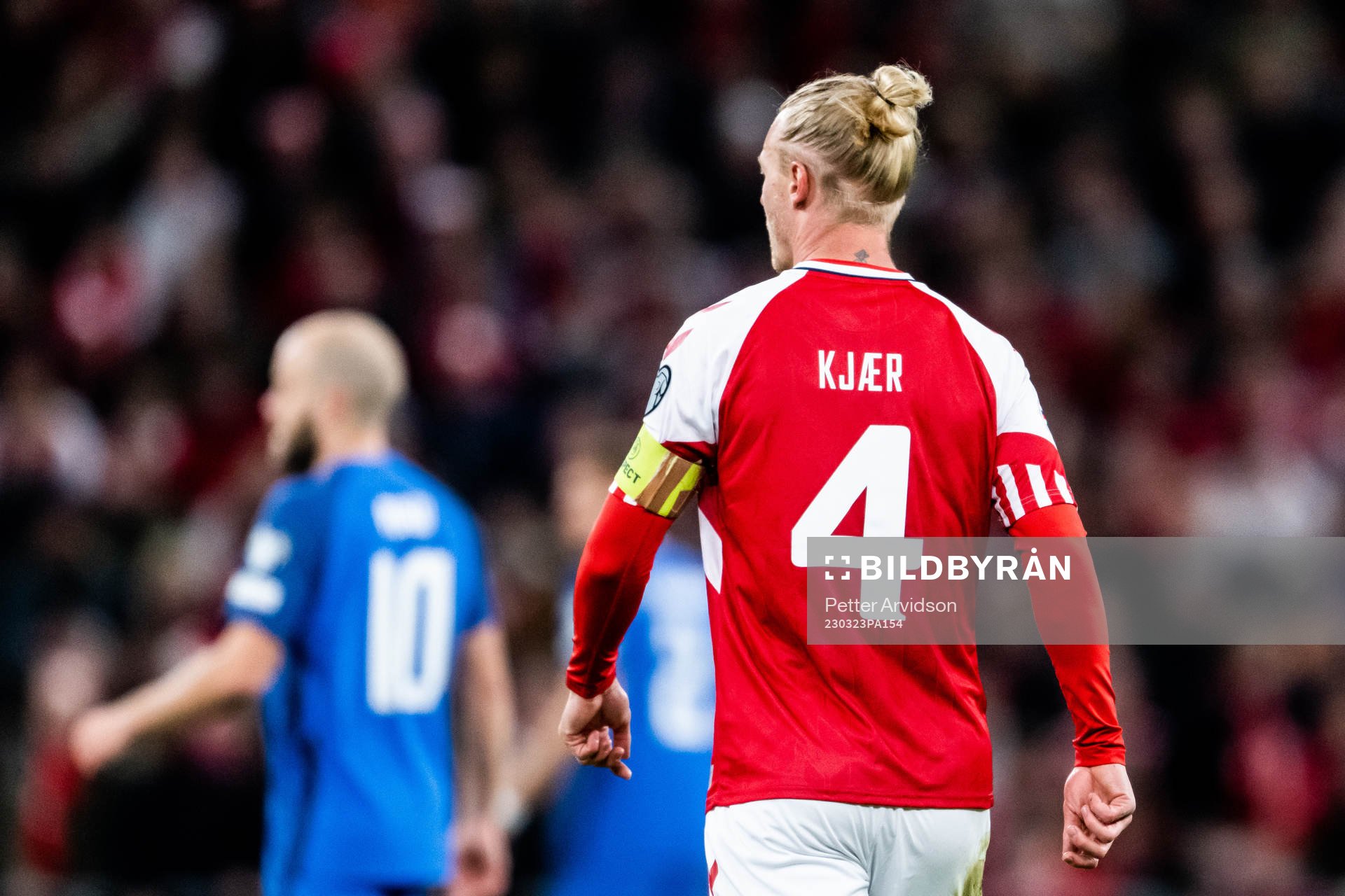 Simon Kjær of Denmark during the UEFA Euro Qualifier football match between Denmark and Finland on March 23, 2023 in Copenhagen. 