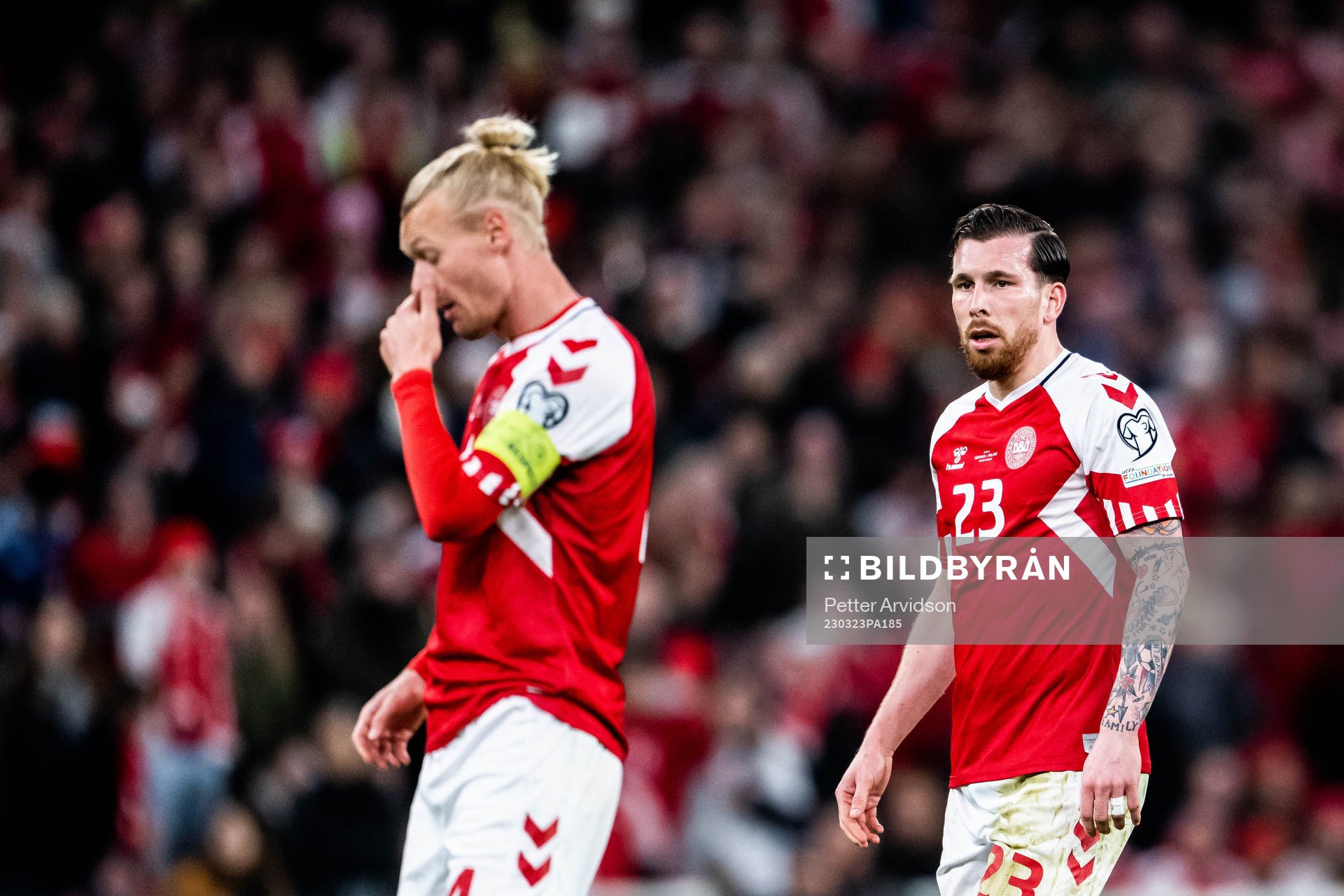 Simon Kjær and Pierre-Emile Højbjerg of Denmark