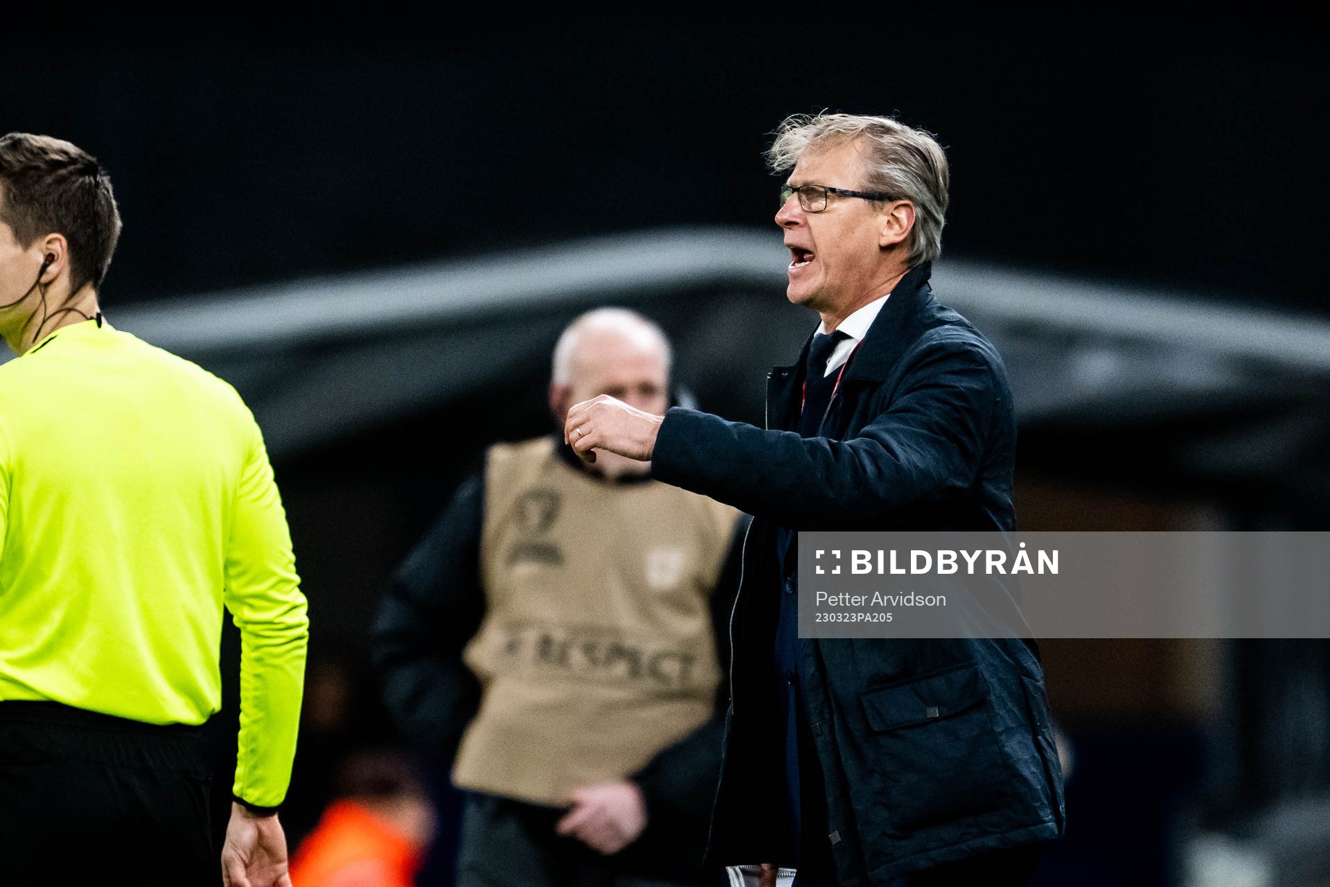 Head coach Markku Kanerva of Finland during the UEFA Euro Qualifier football match between Denmark and Finland on March 23, 2023 in Copenhagen.