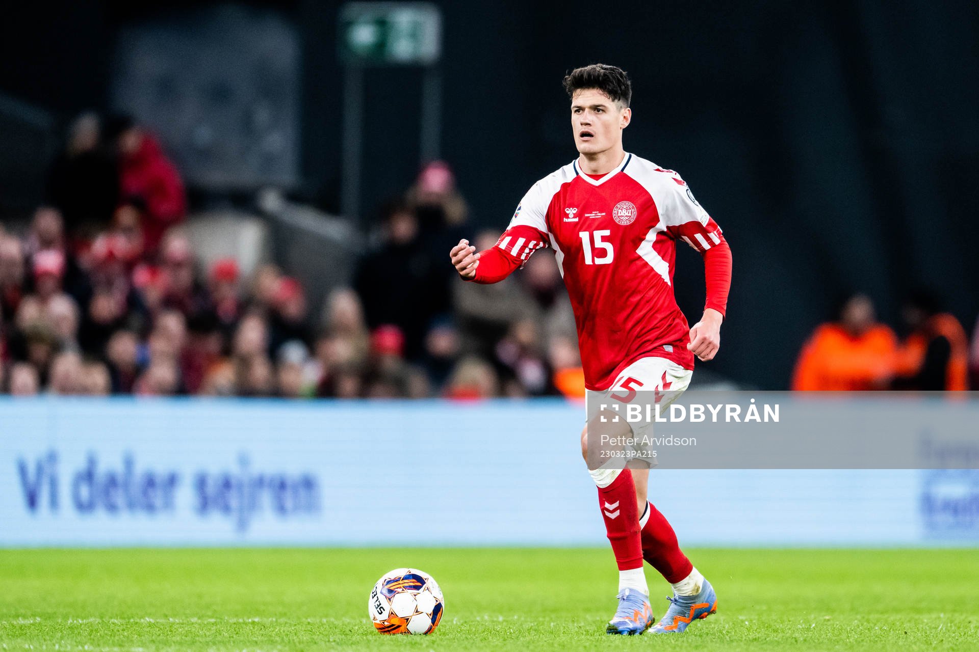 Christian Nørgaard of Denmark during the UEFA Euro Qualifier football match between Denmark and Finland on March 23, 2023 in Copenhagen.