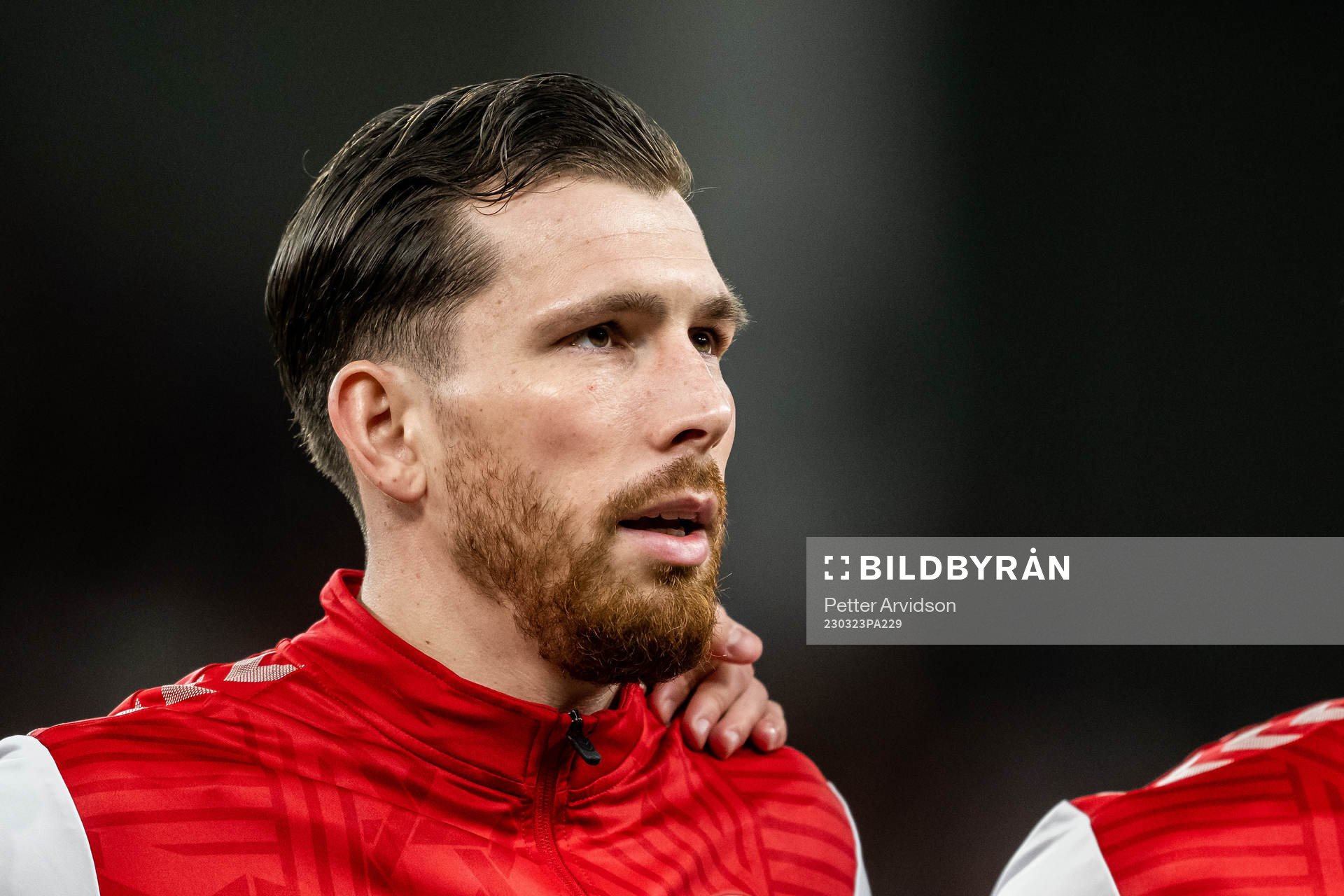 Pierre-Emile Højbjerg of Denmark ahead of the UEFA Euro Qualifier football match between Denmark and Finland on March 23, 2023 in Copenhagen.