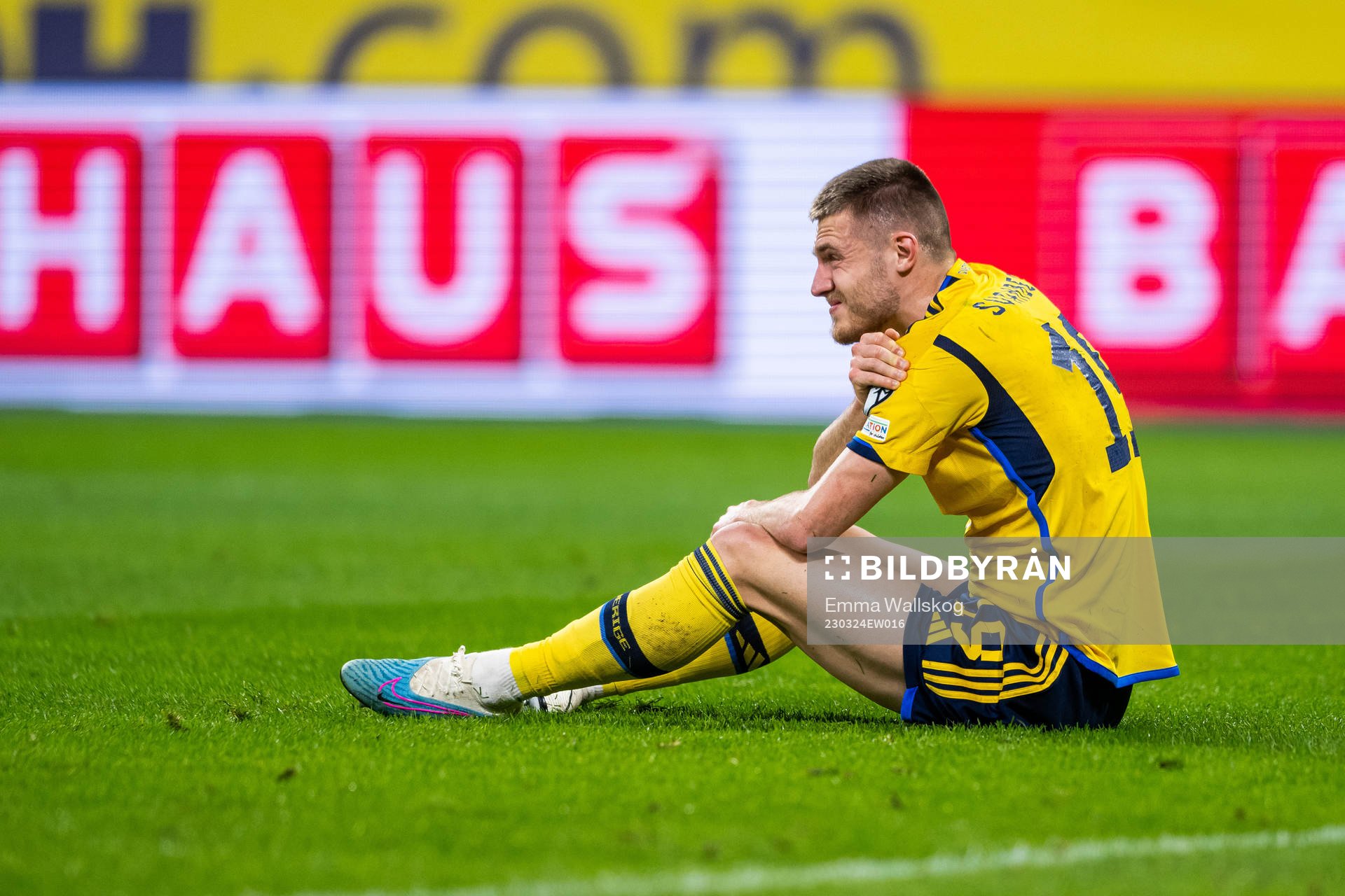 Mattias Svanberg of Sweden in pain