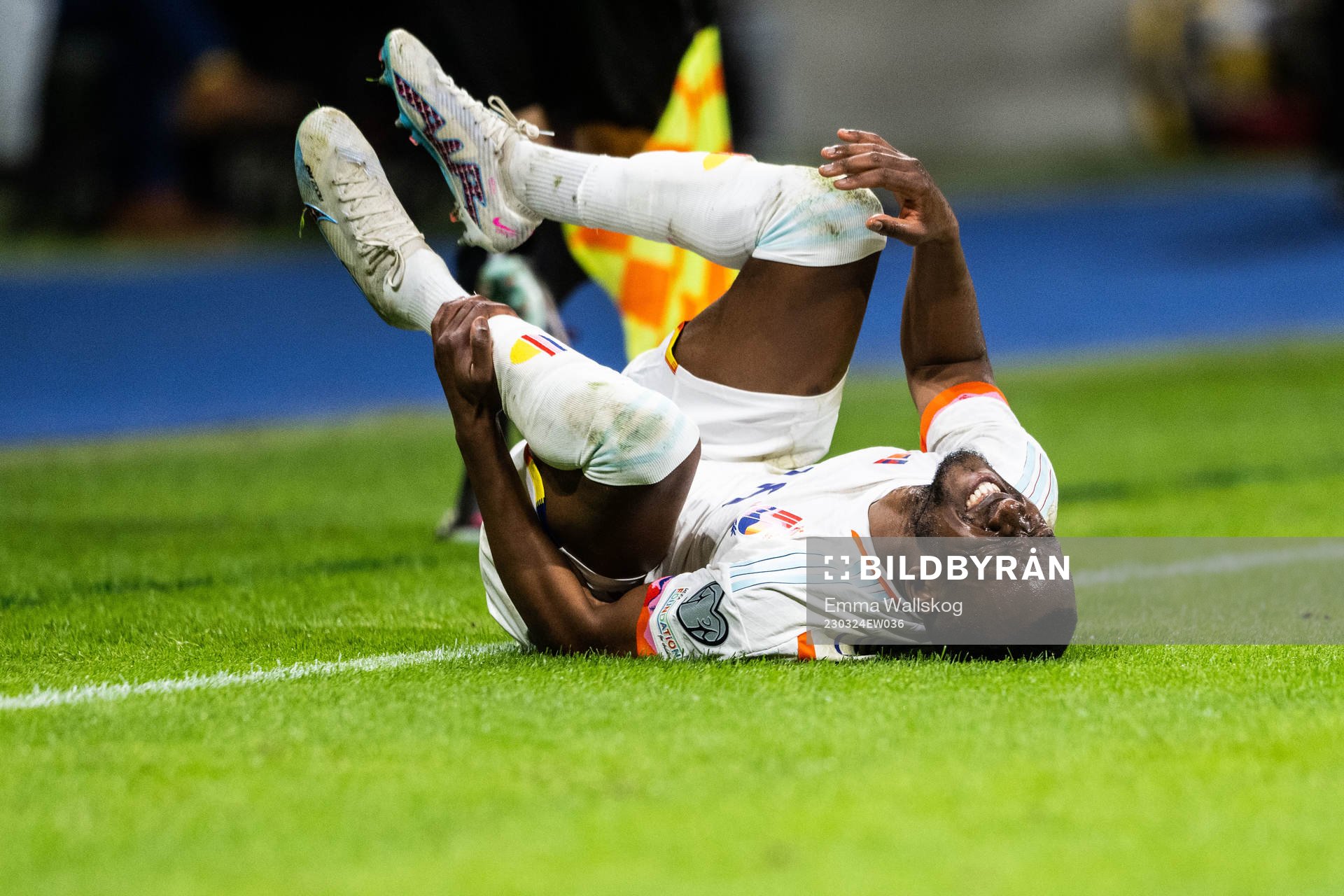 Dodi Lukebakio of Belgium in pain