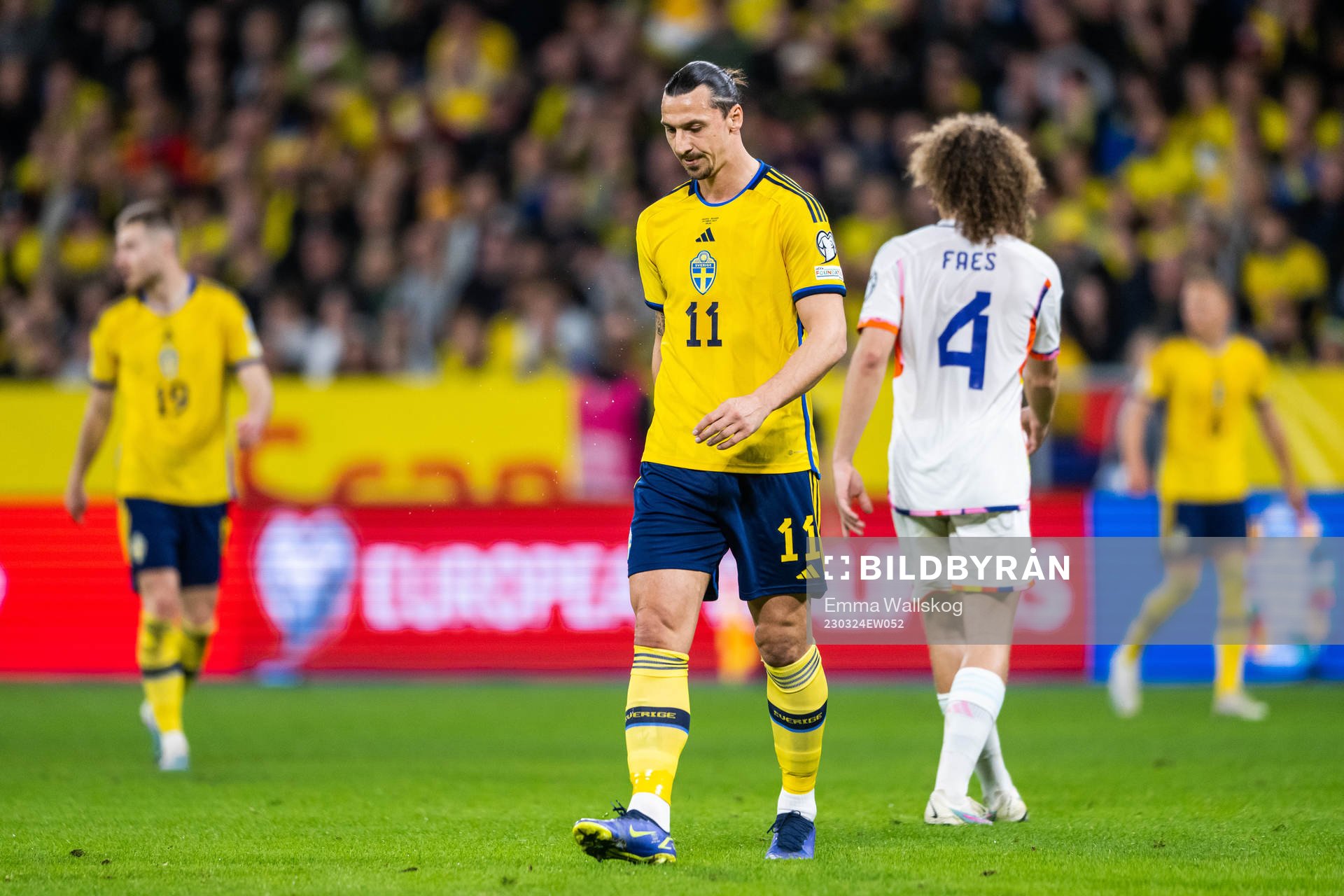 Zlatan Ibrahimovic of Sweden looks dejected