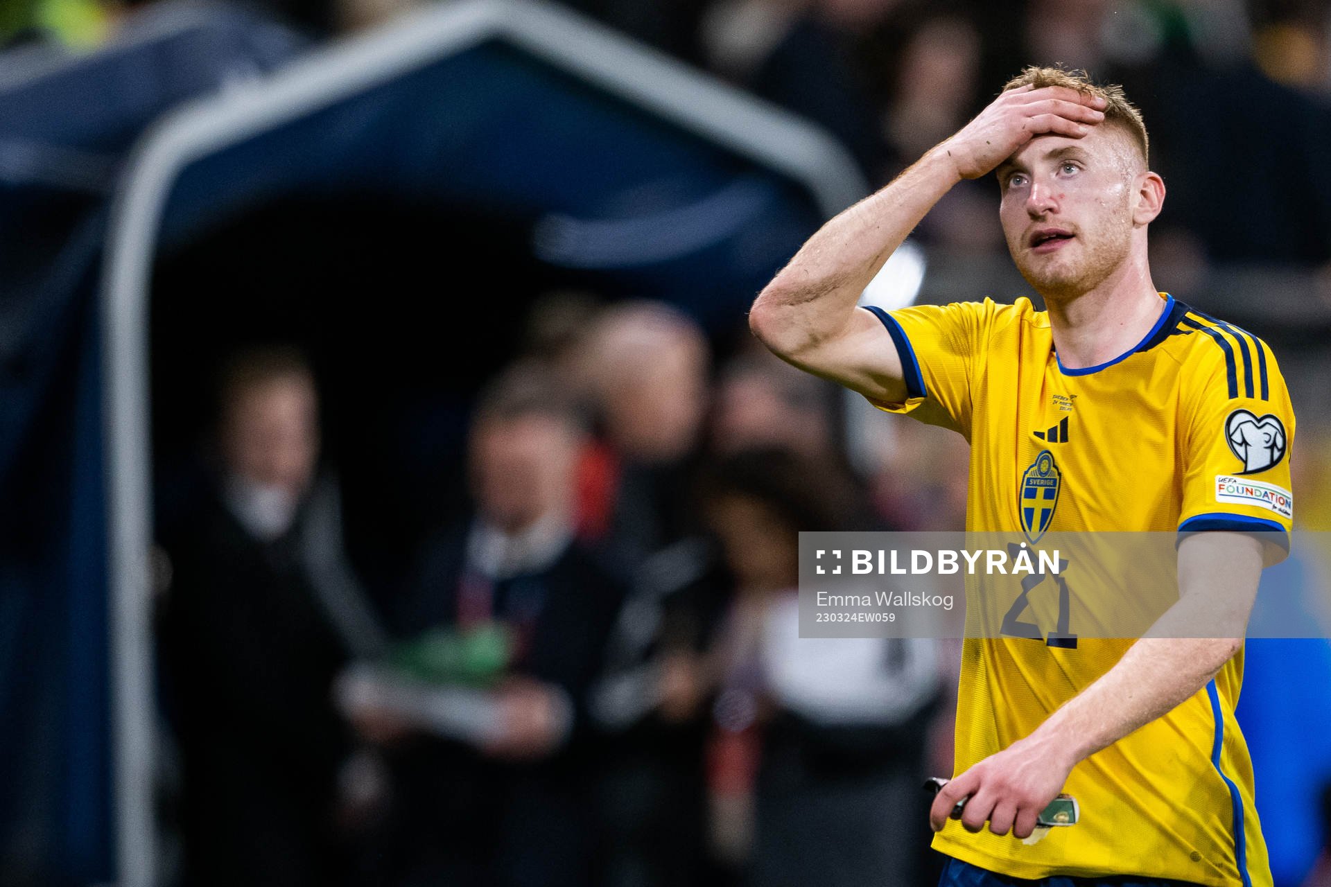 Dejan Kulusevski of Sweden looks dejected