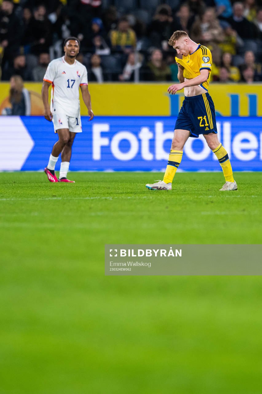 Dejan Kulusevski of Sweden looks dejected