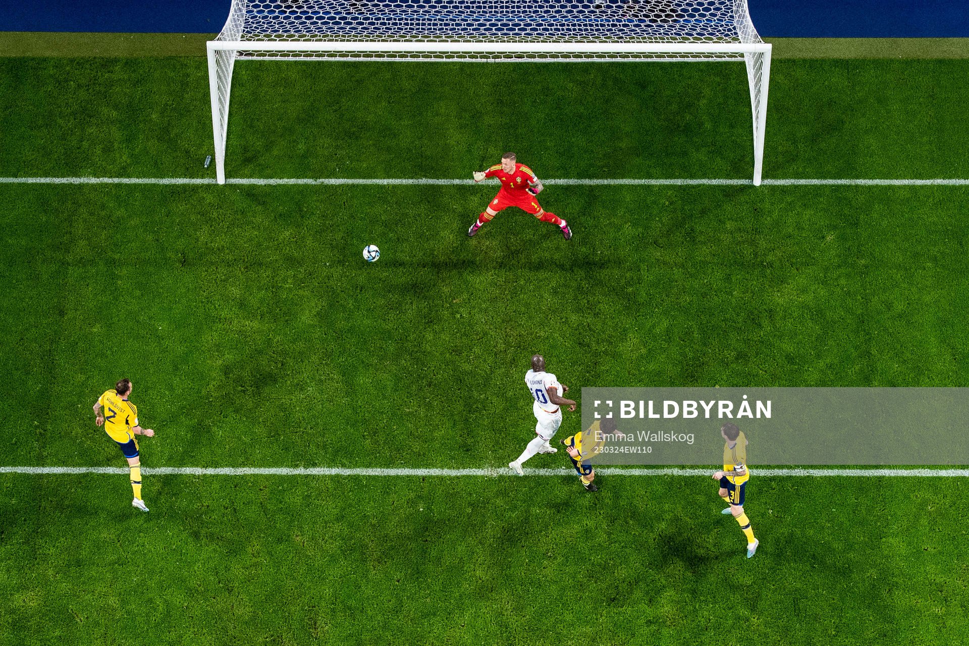 Romelu Lukaku of Belgium scores 0-1 behind goalkeeper Robin