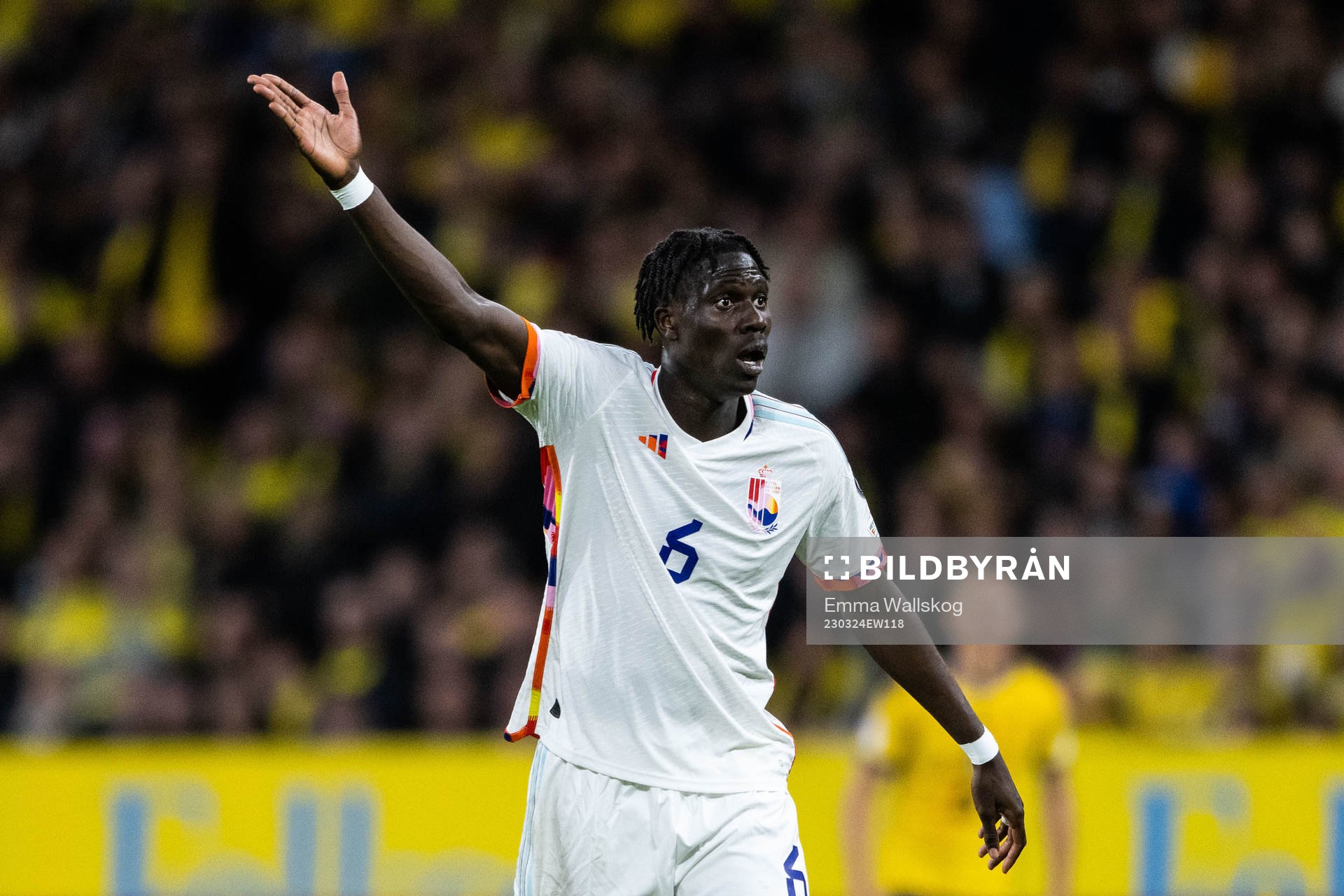 Amadou Onana of Belgium reacts