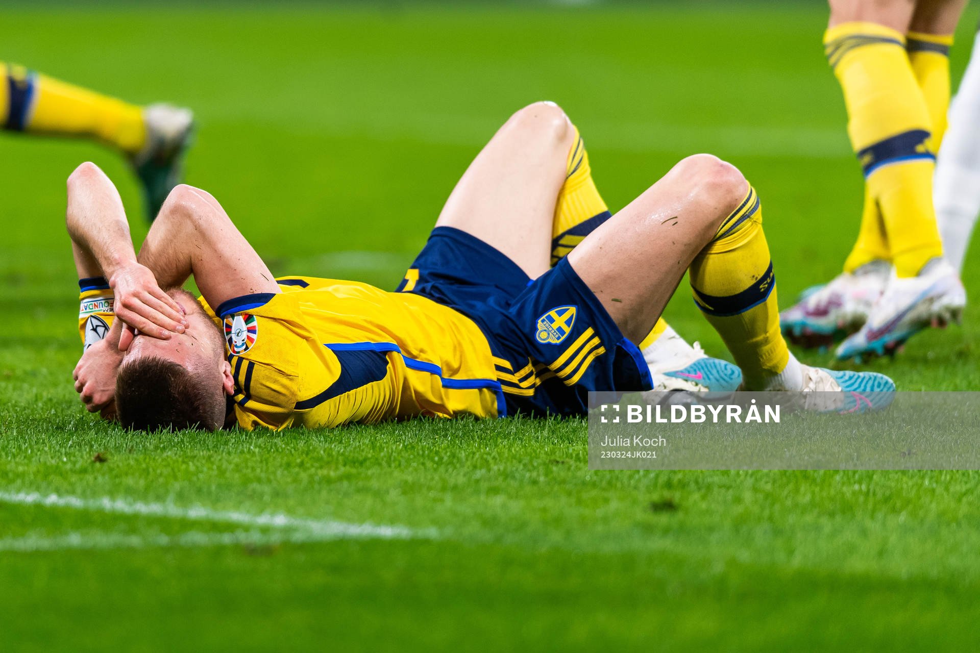 Mattias Svanberg of Sweden in pain