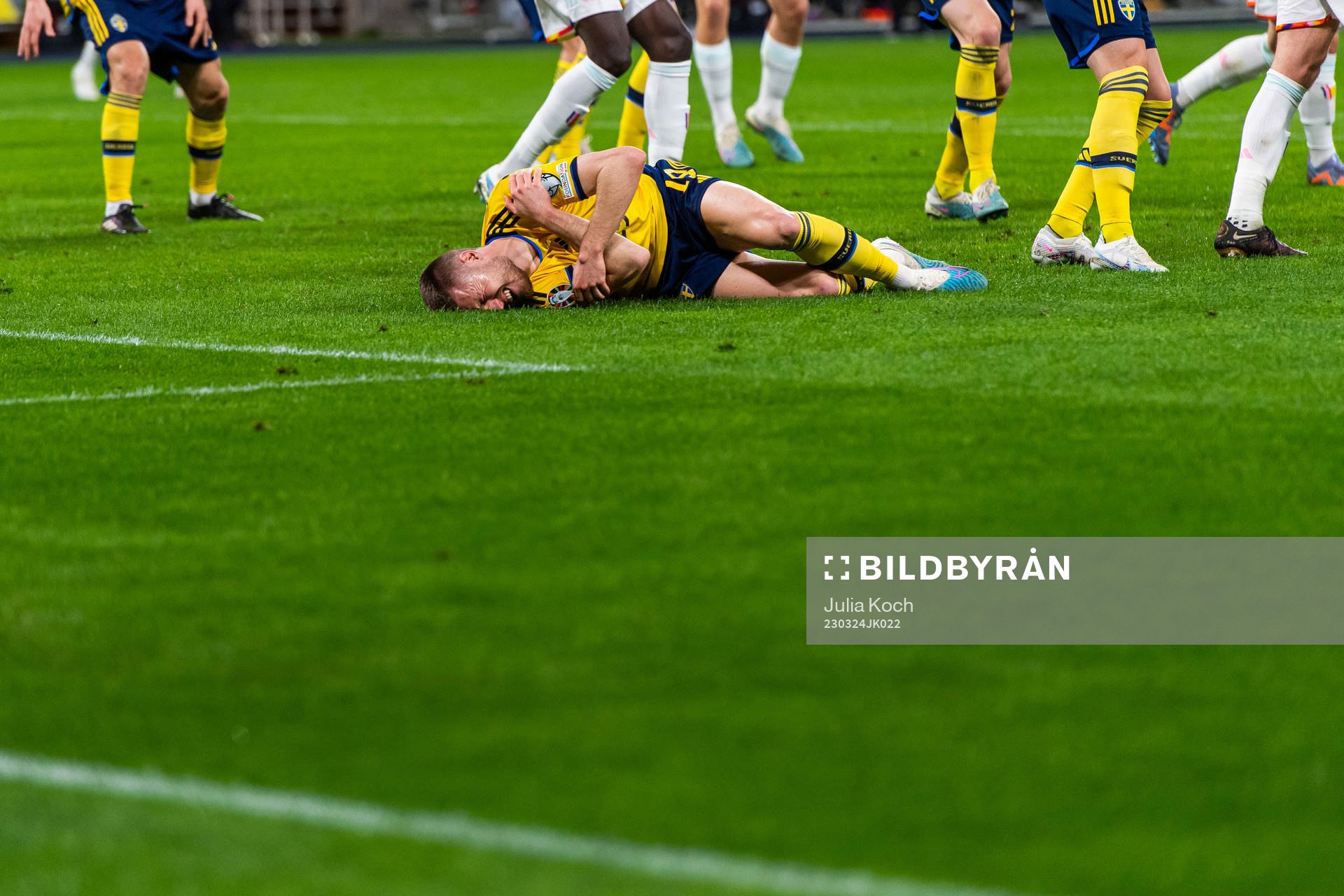 Mattias Svanberg of Sweden in pain