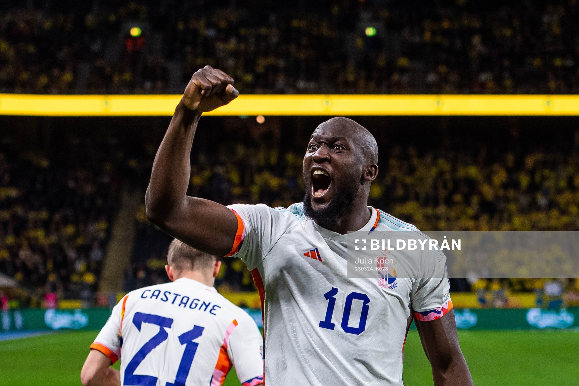 Romelu Lukaku of Belgium celebrates