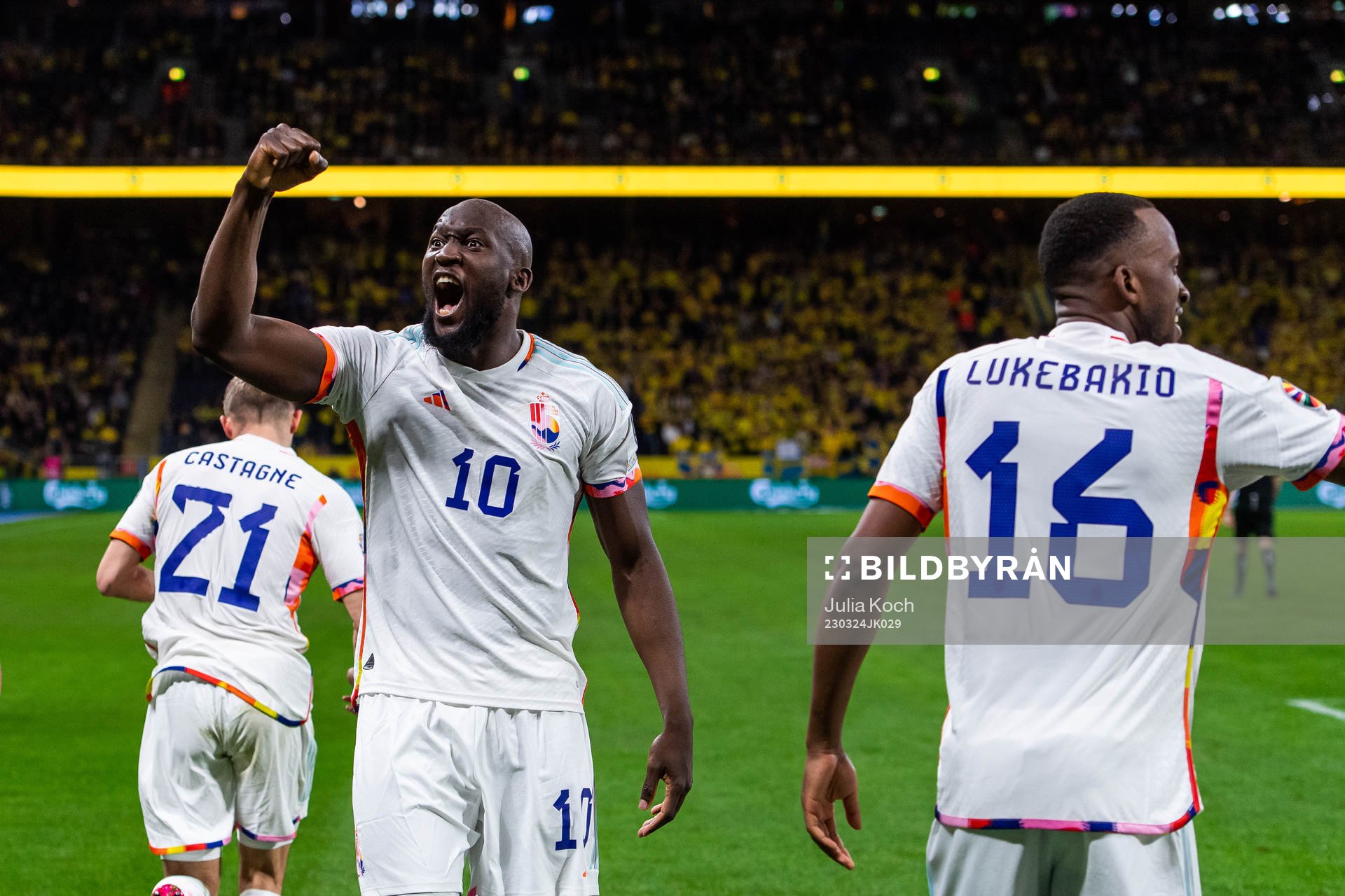 Romelu Lukaku of Belgium celebrates
