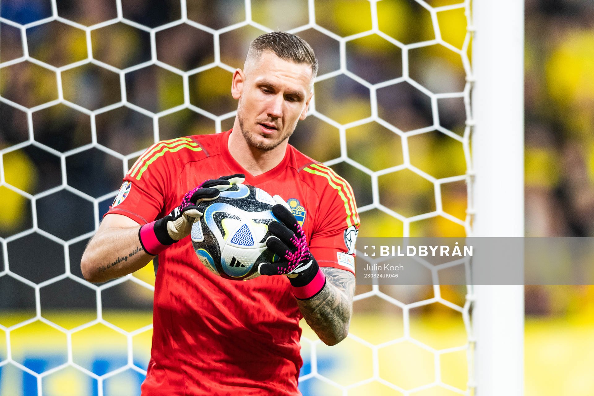 Goalkeeper Robin Olsen of Sweden looks dejected