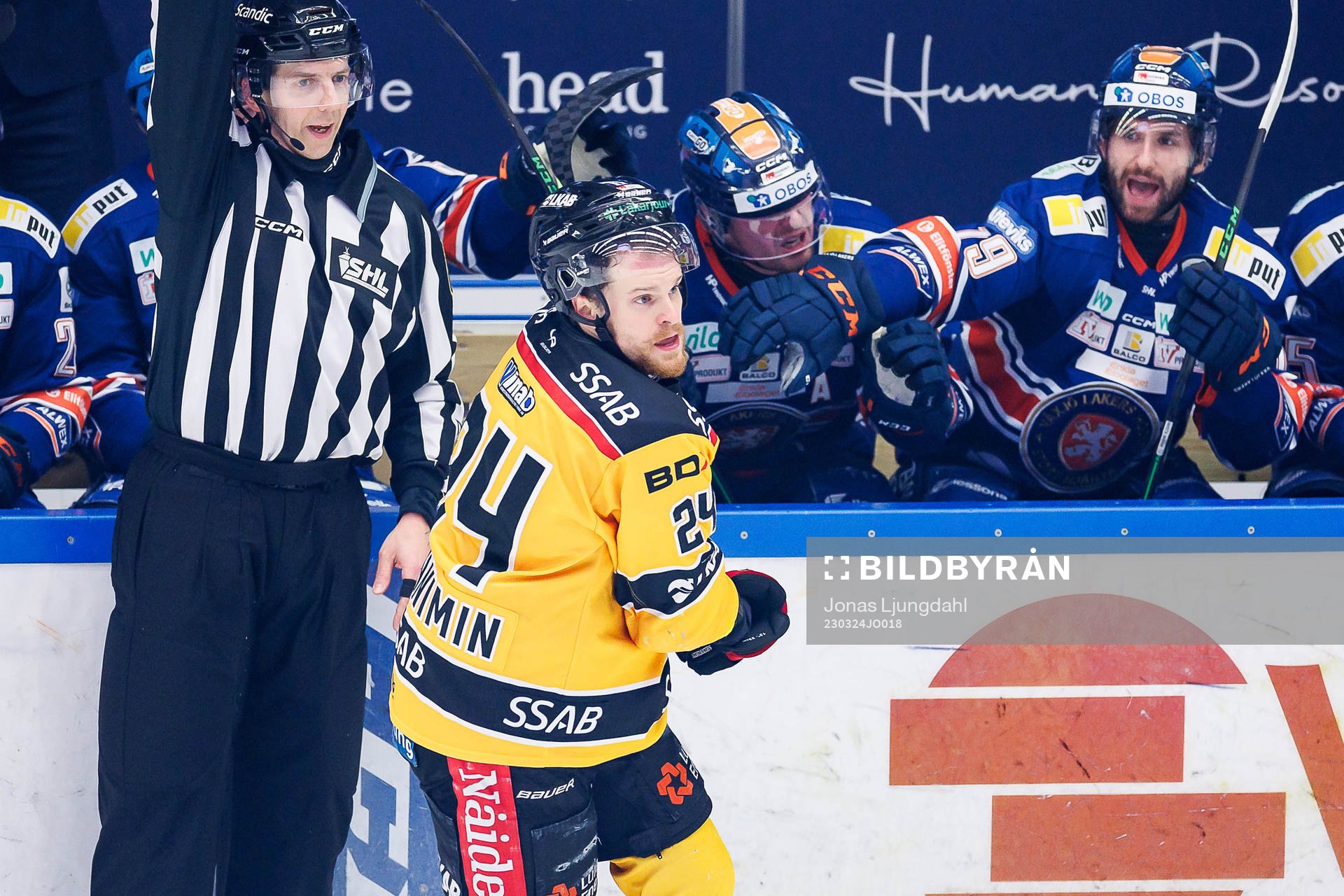 Luleås Brendan Shinnimin vid Växjös avbytarbås