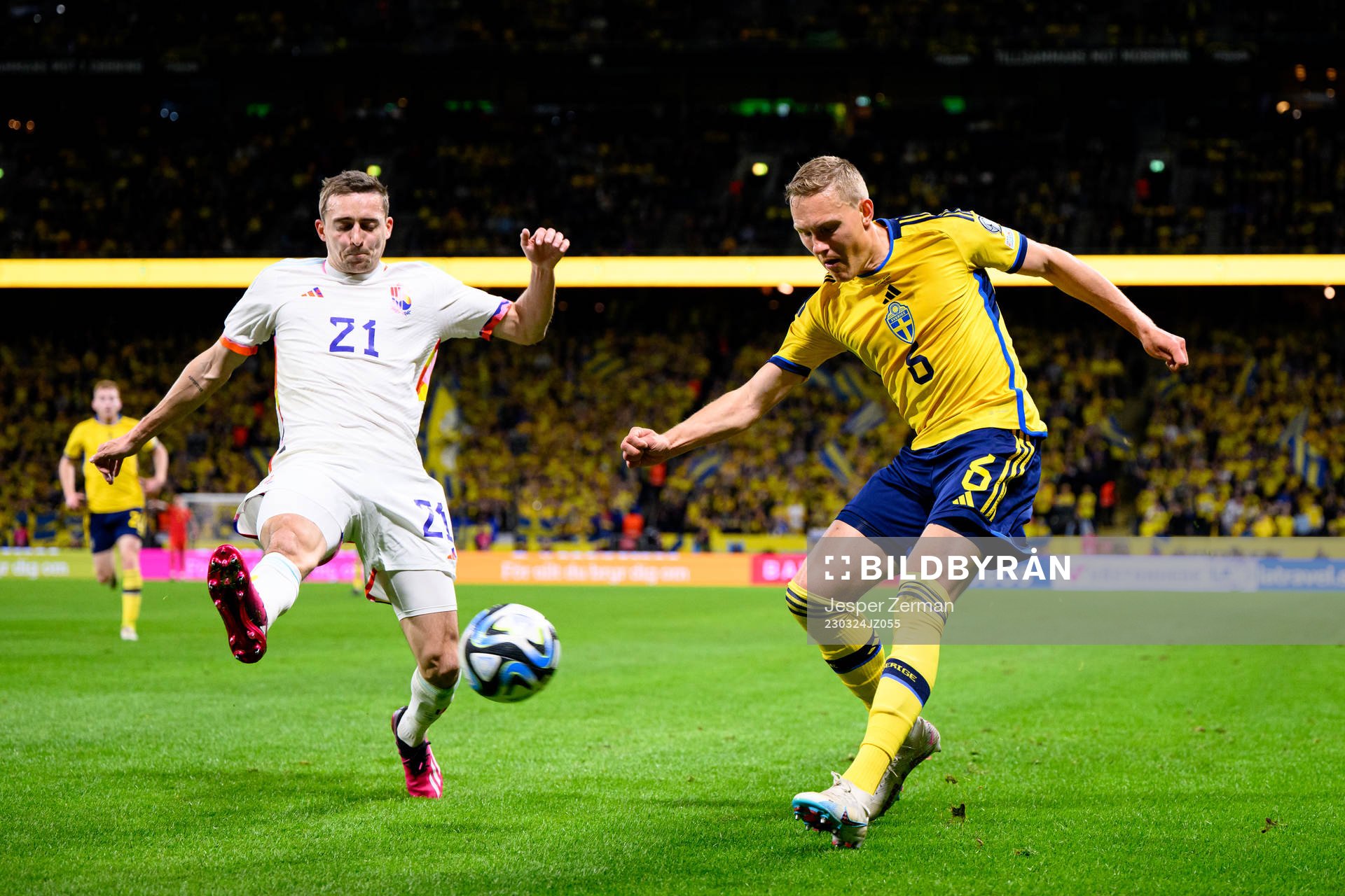 Timothy Castagne of Belgium and Ludvig Augustinsson of
