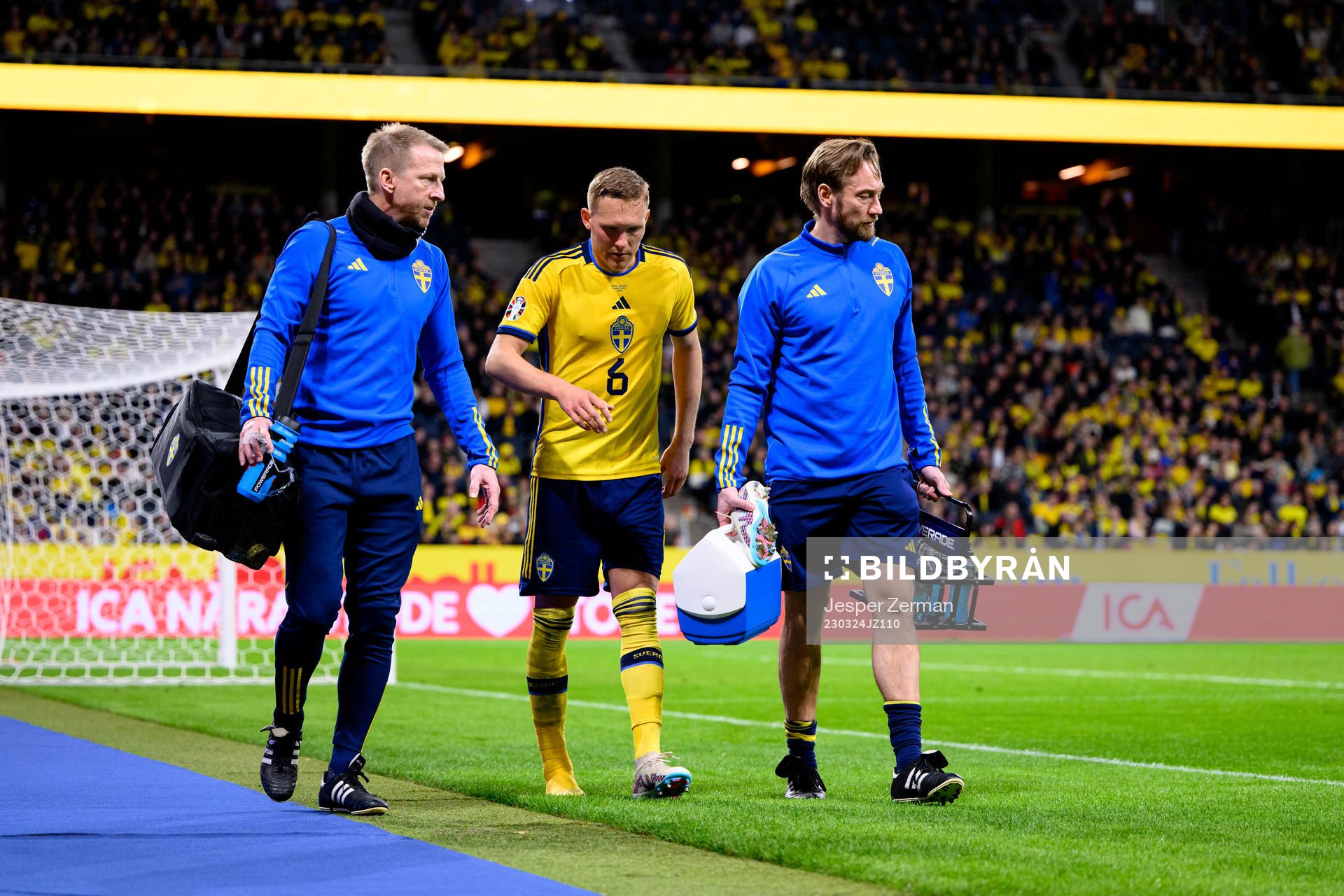 Ludvig Augustinsson of Sweden in pain