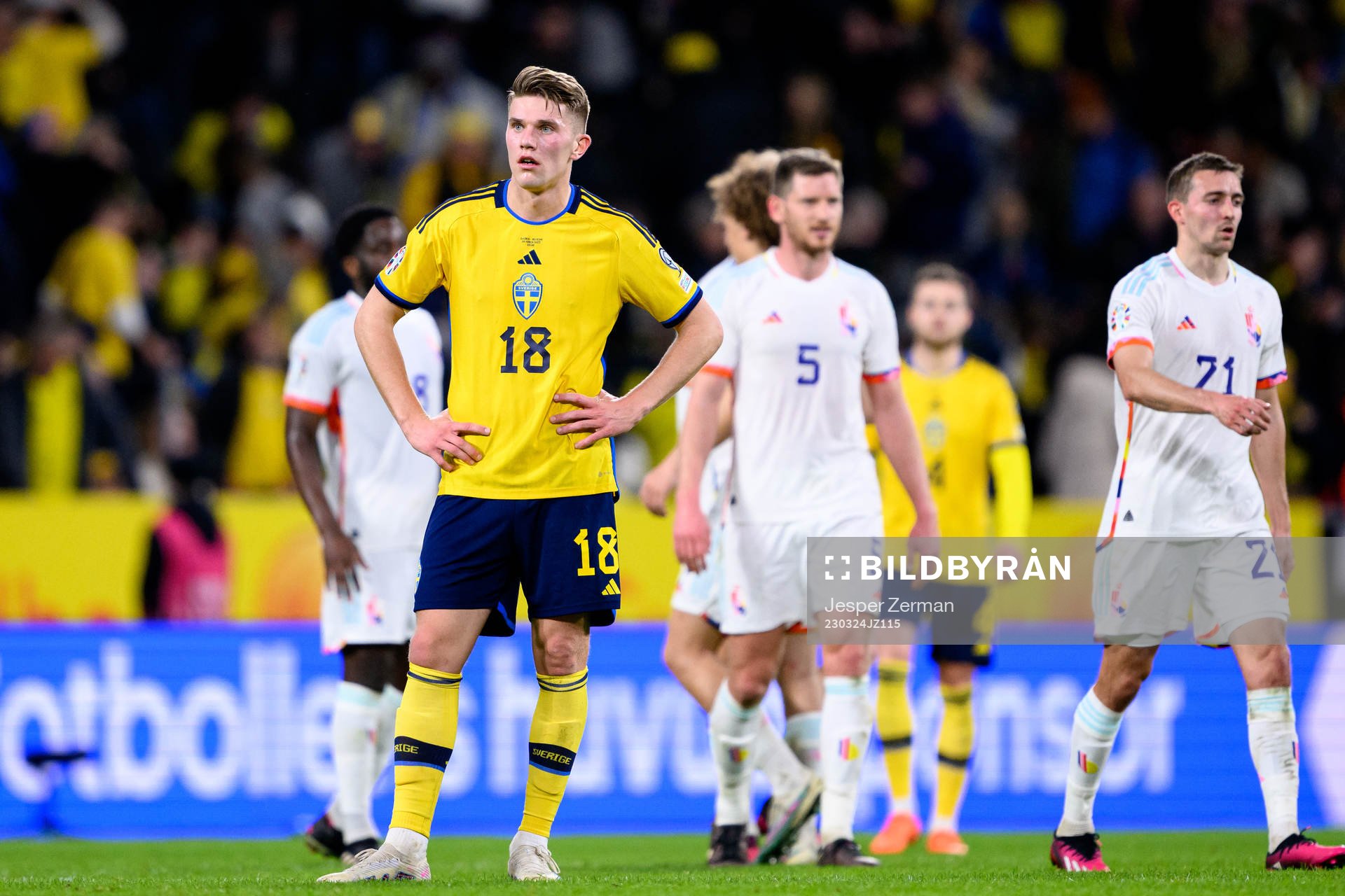 Viktor Gyökeres of Sweden looks dejected