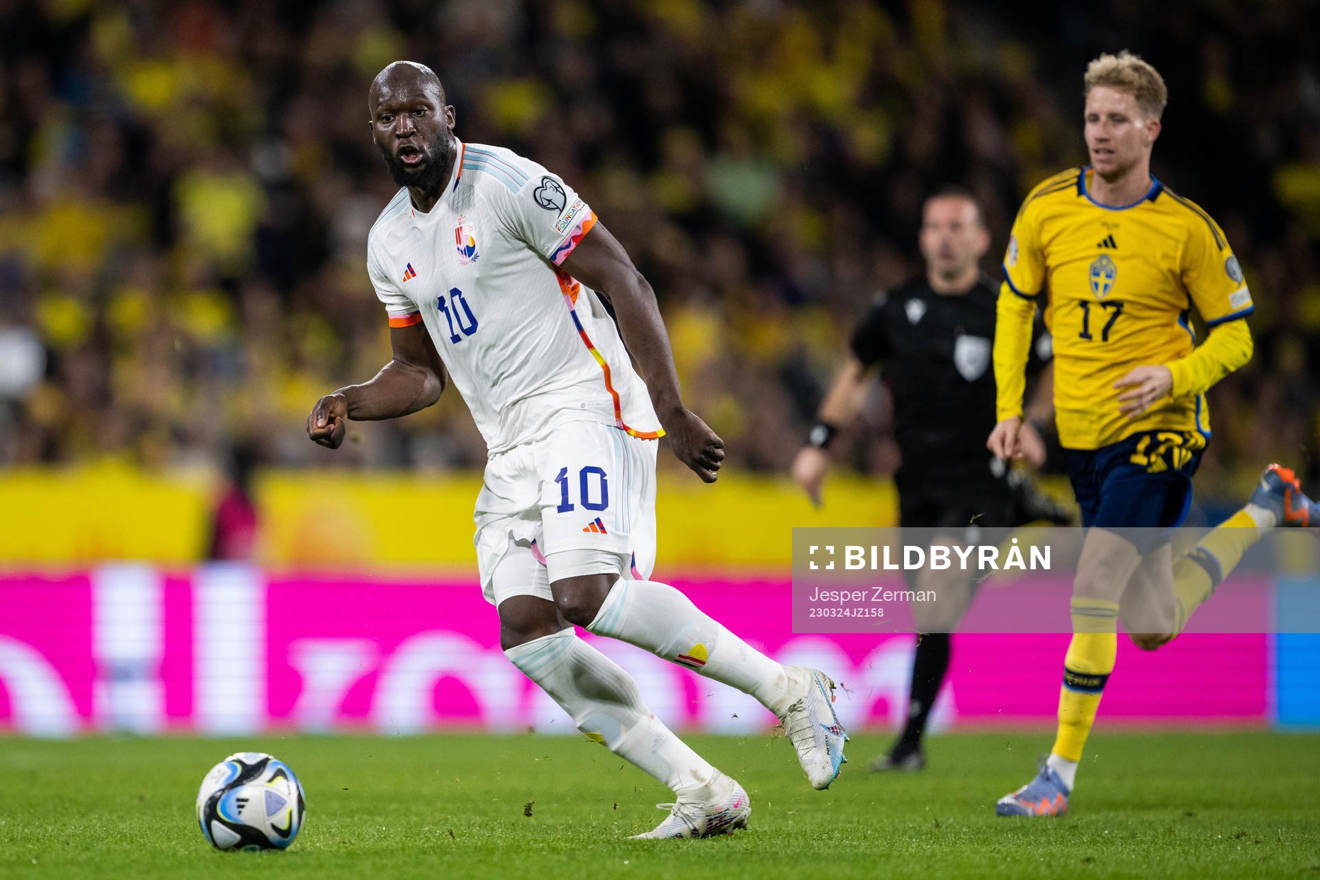 Romelu Lukaku of Belgium and Samuel Gustafson of Sweden