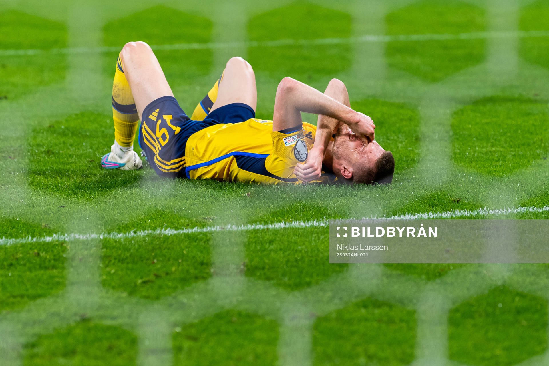 Mattias Svanberg of Sweden in pain