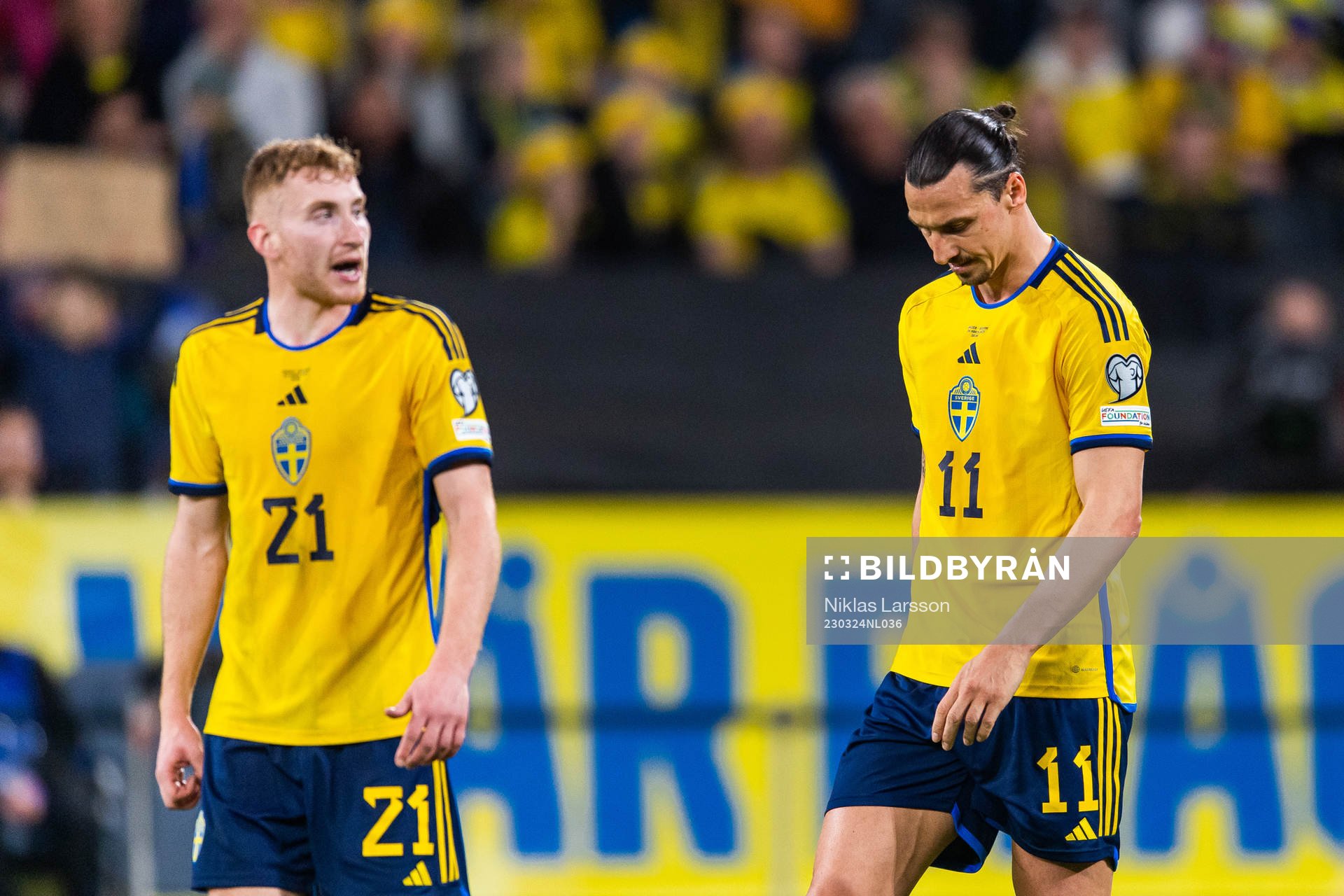 Dejan Kulusevski and Zlatan Ibrahimovic of Sweden look