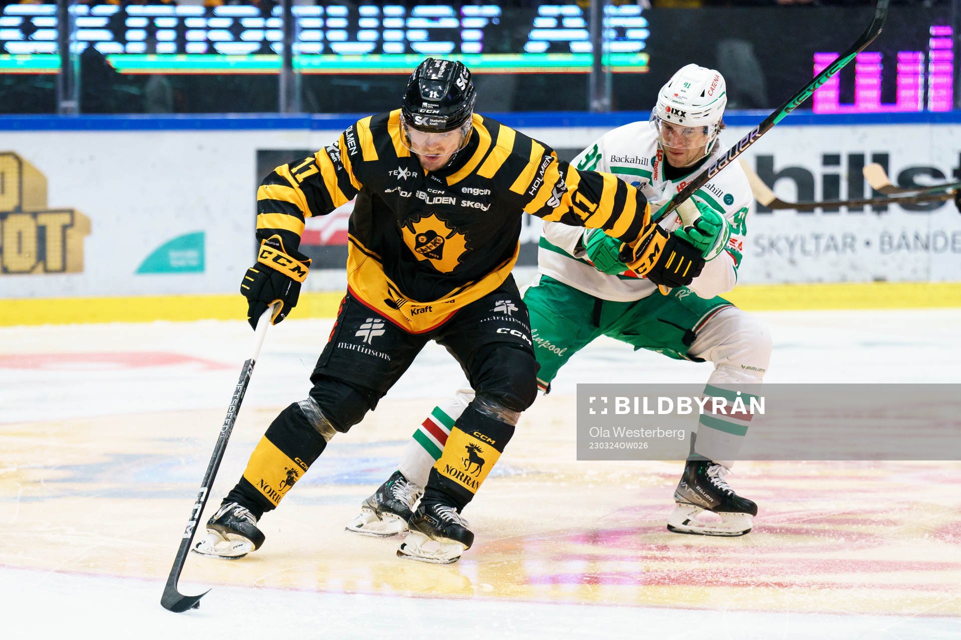 Skellefteå AIKs Max Lindholm och Rögles Adam Tambellini