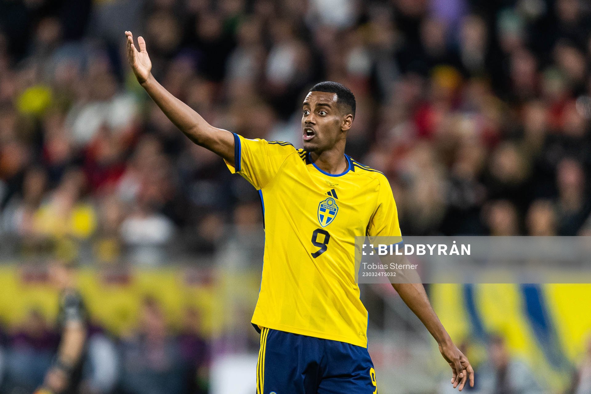 Alexander Isak of Sweden reacts