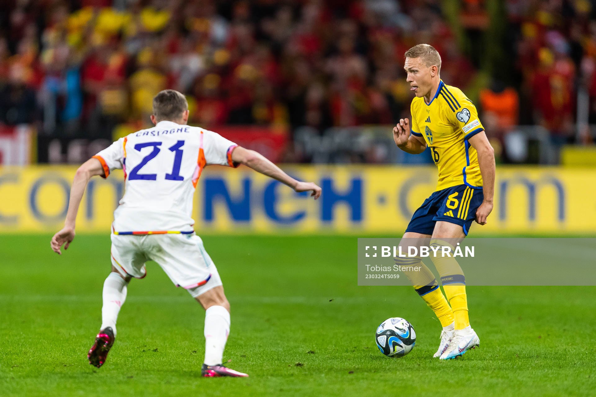 Timothy Castagne of Belgium and Ludvig Augustinsson of
