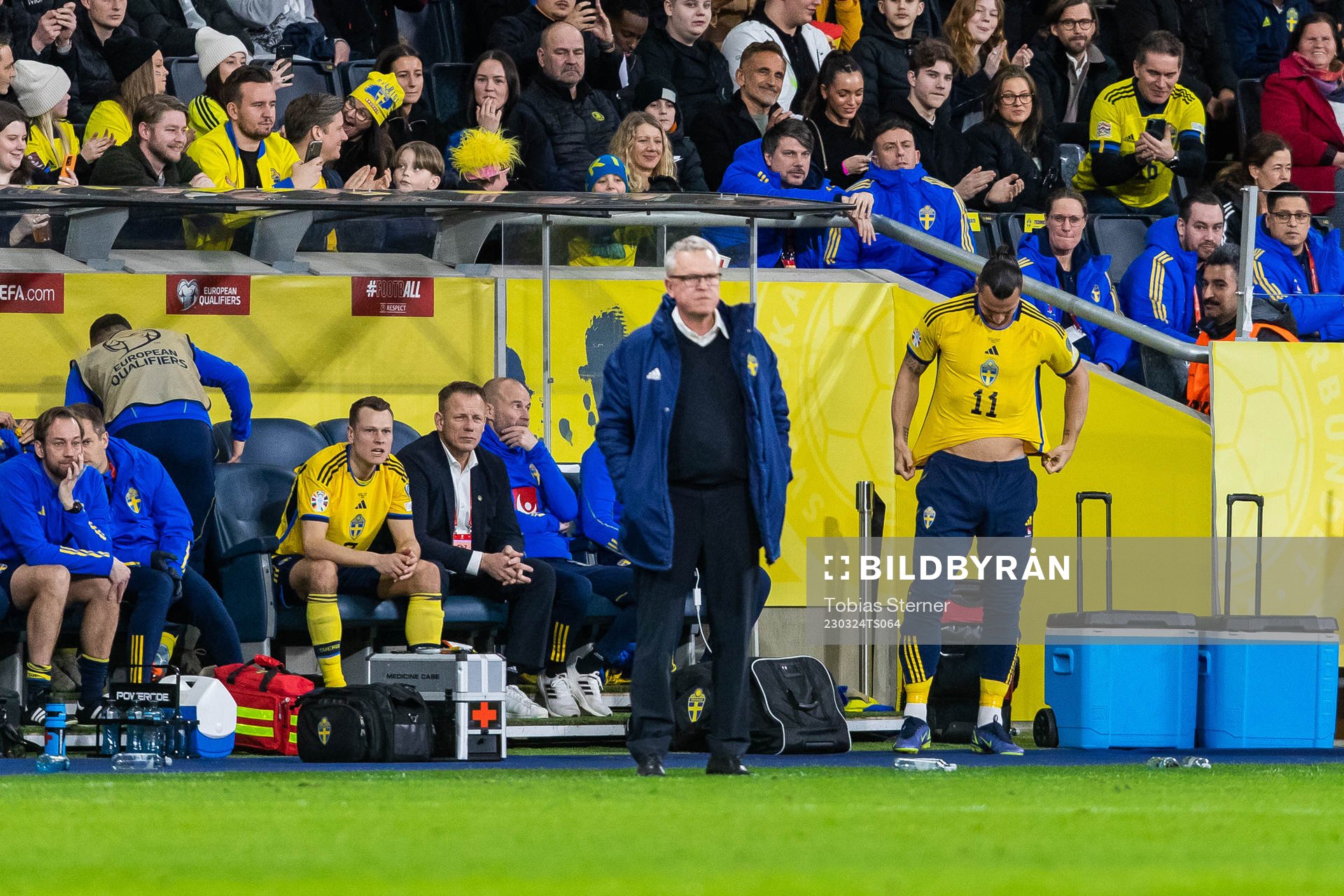 Zlatan Ibrahimovic of Sweden prepares to be substituted