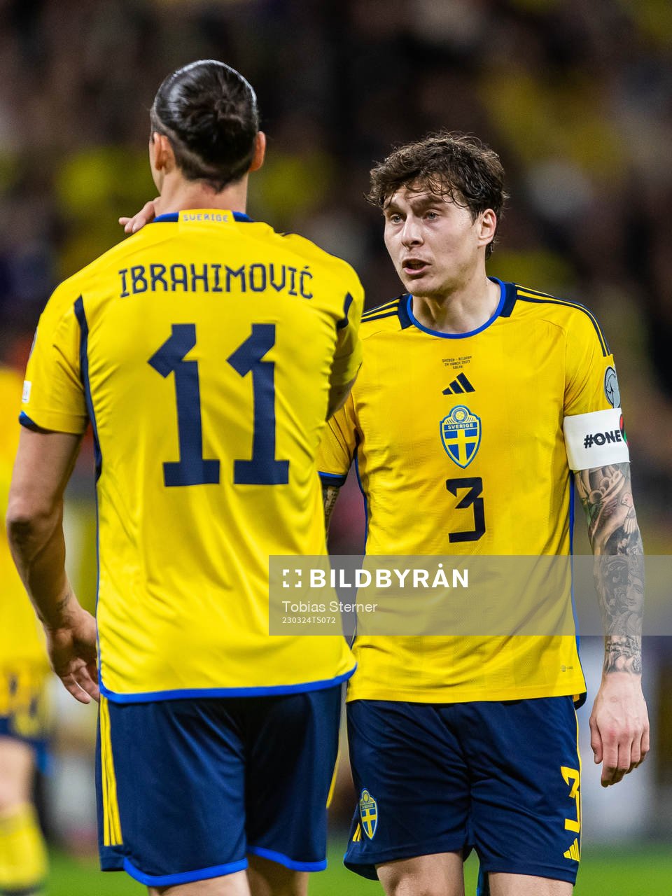Zlatan Ibrahimovic and Victor Nilsson Lindelöf of Sweden
