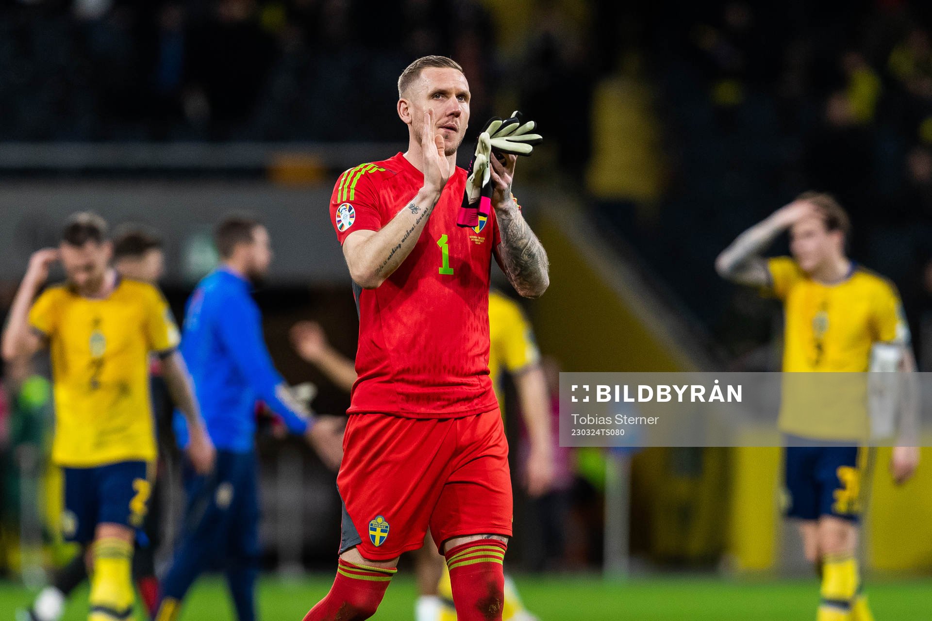 goalkeeper Robin Olsen of Sweden looks dejected