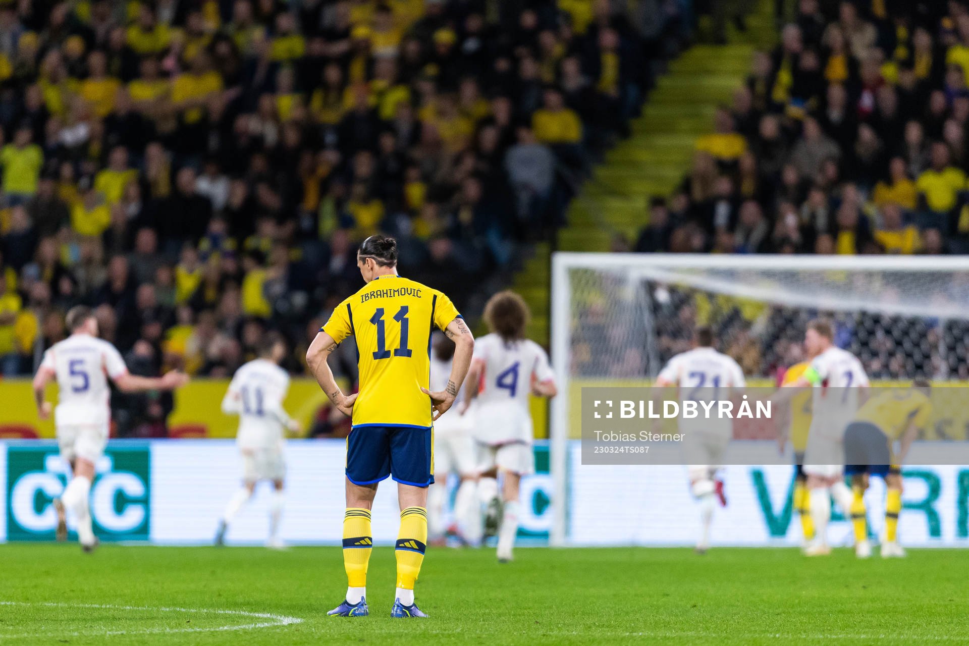 Zlatan Ibrahimovic of Sweden looks dejected