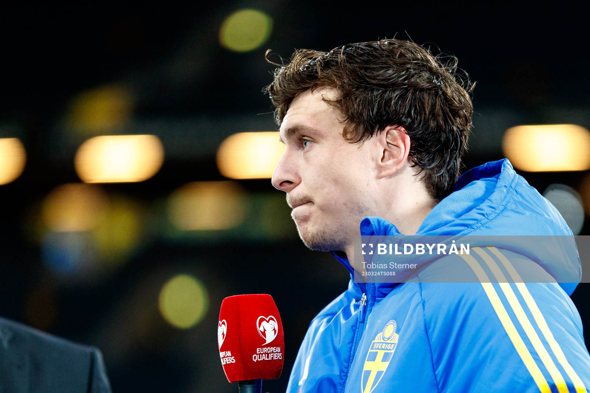 Victor Nilsson Lindelöf of Sweden in the Viaplay tv-studio