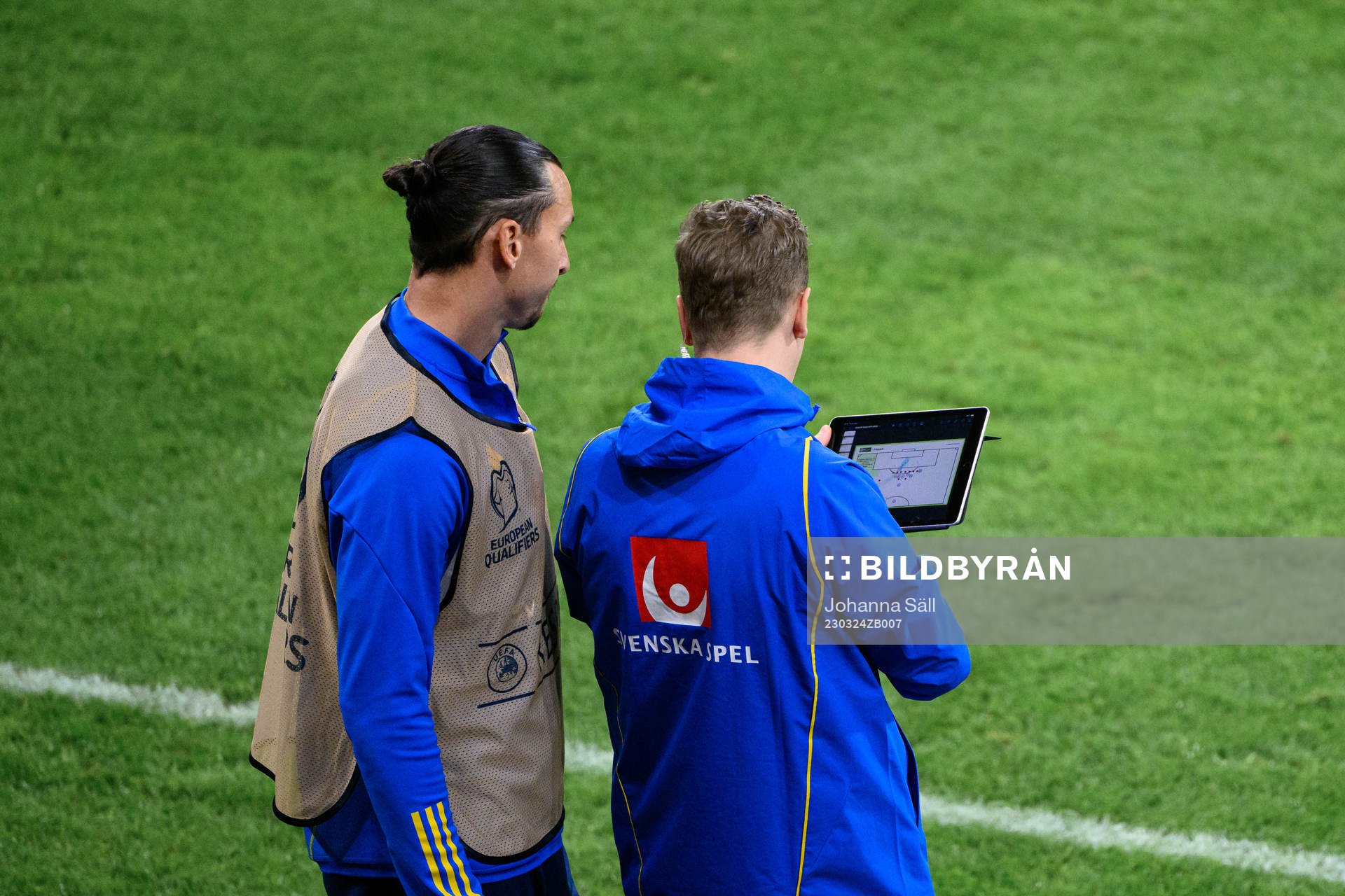 Zlatan Ibrahimovic and Goalkeeper coach Maths Elfvendal of