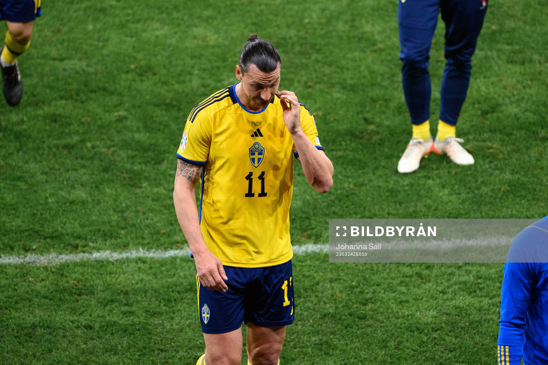Zlatan Ibrahimovic of Sweden looks dejected