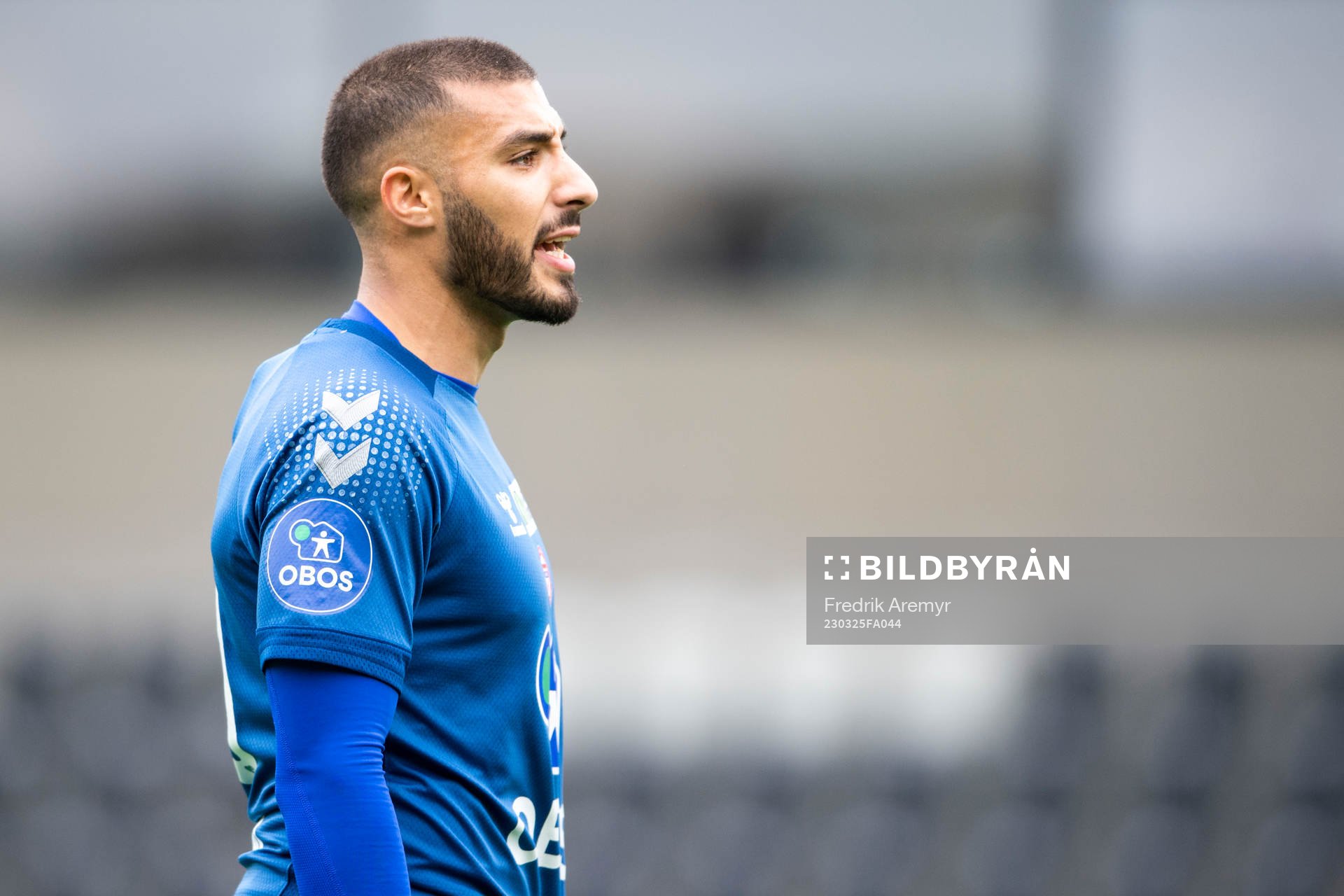 KFUMs Ayoub Aleesami under träningsmatchen i fotboll mellan Örgryte och KFUM den 25 mars 2023 i Göteborg. 