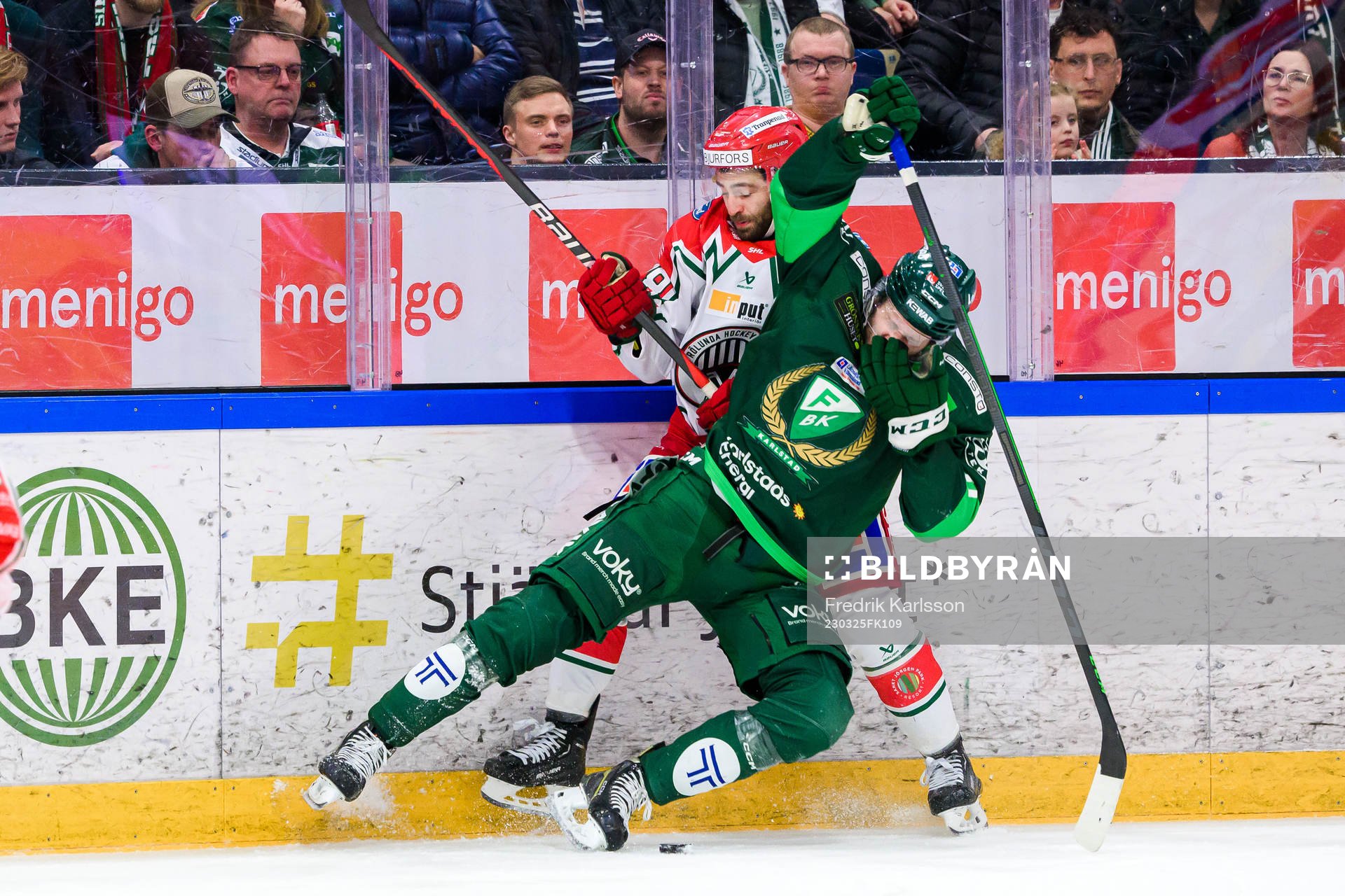 Frölundas Anthony Greco och Färjestads Eric Engstrand