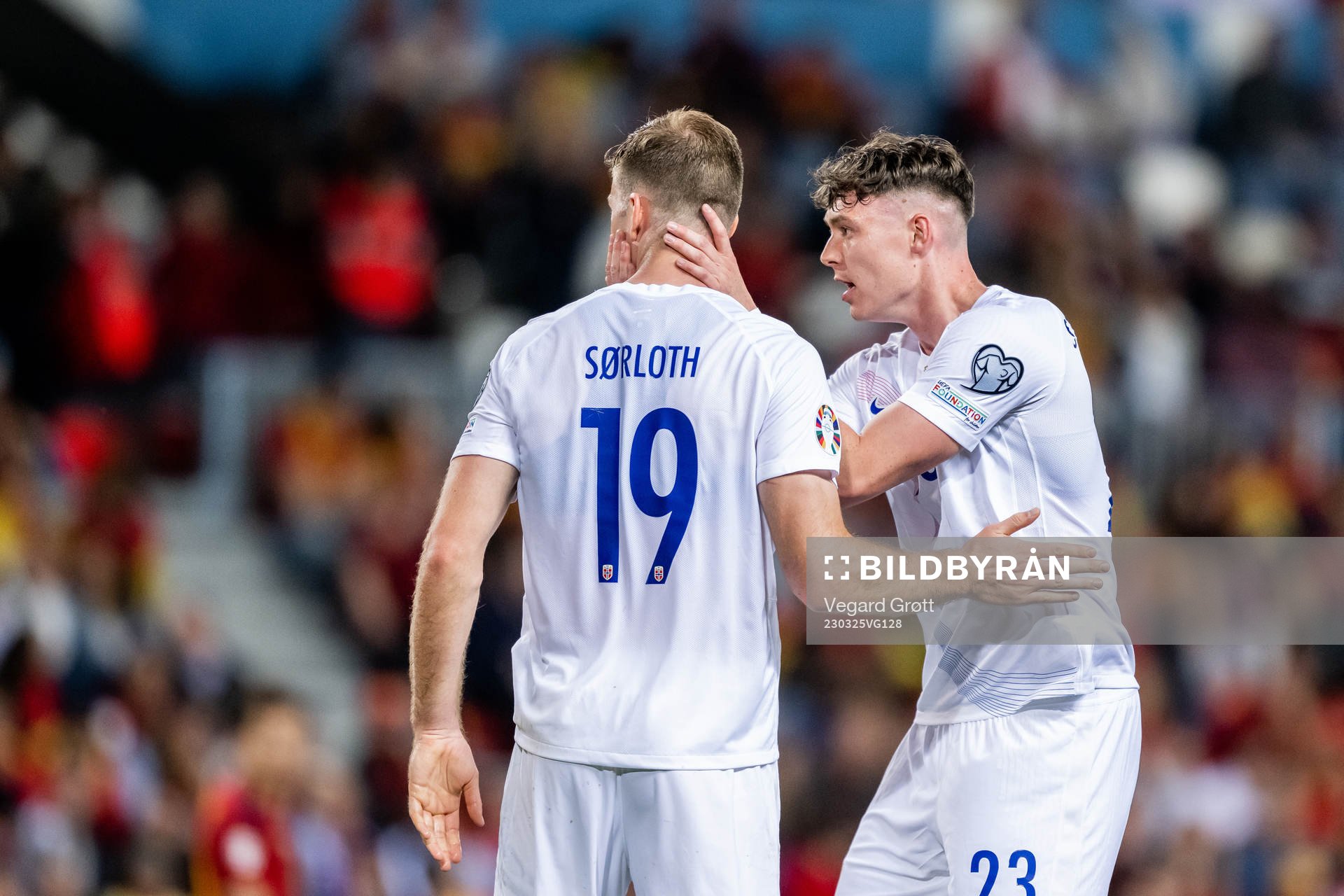 Alexander Sørloth and Jørgen Strand Larsen of Norway