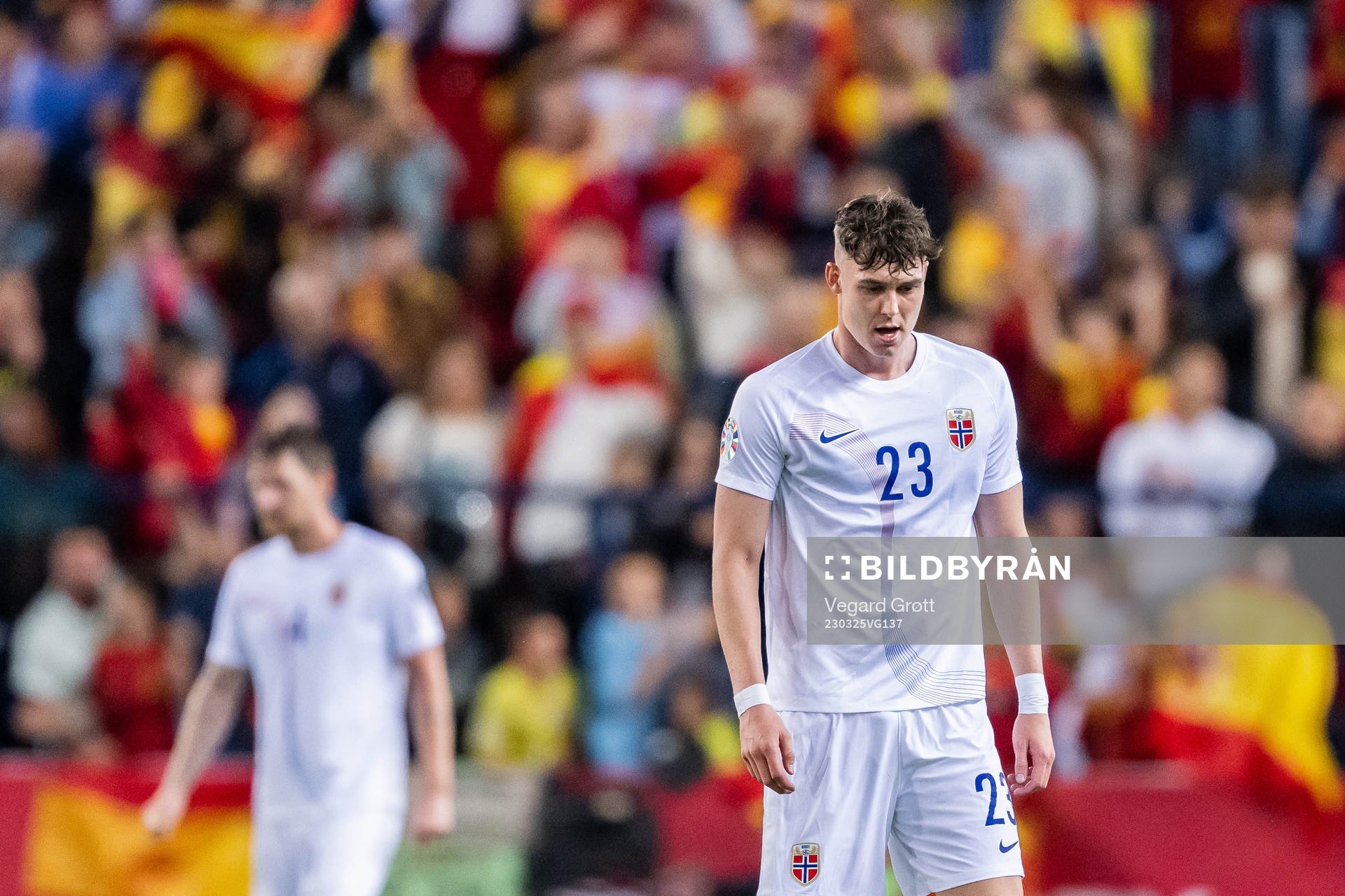 Jørgen Strand Larsen of Norway looks dejected