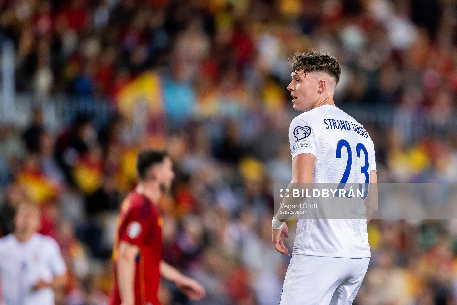 Jørgen Strand Larsen of Norway during the UEFA Euro Qualifier football match between Spain and Norway on March 25, 2023 in Malaga. 