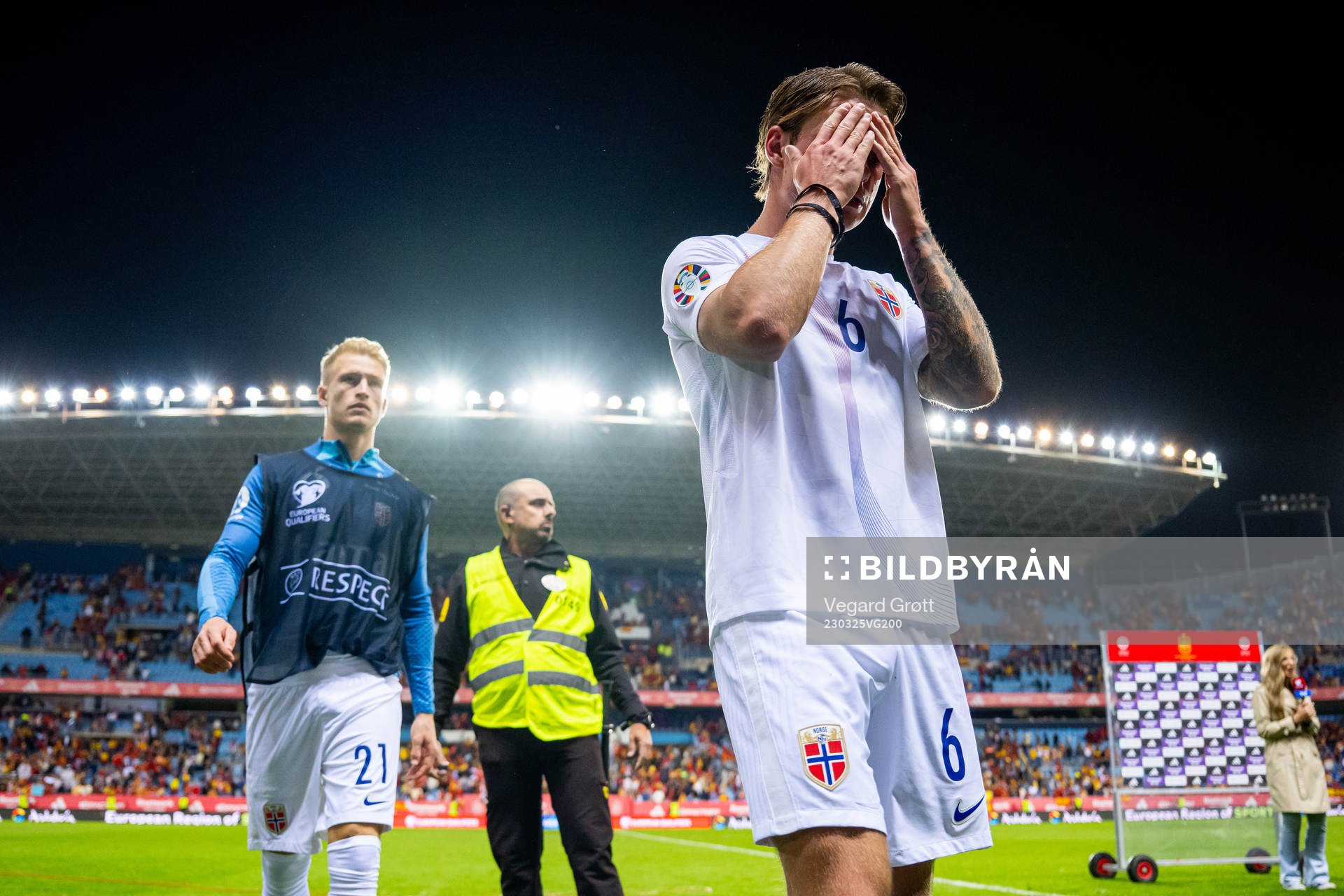Patrick Berg of Norway looks dejected