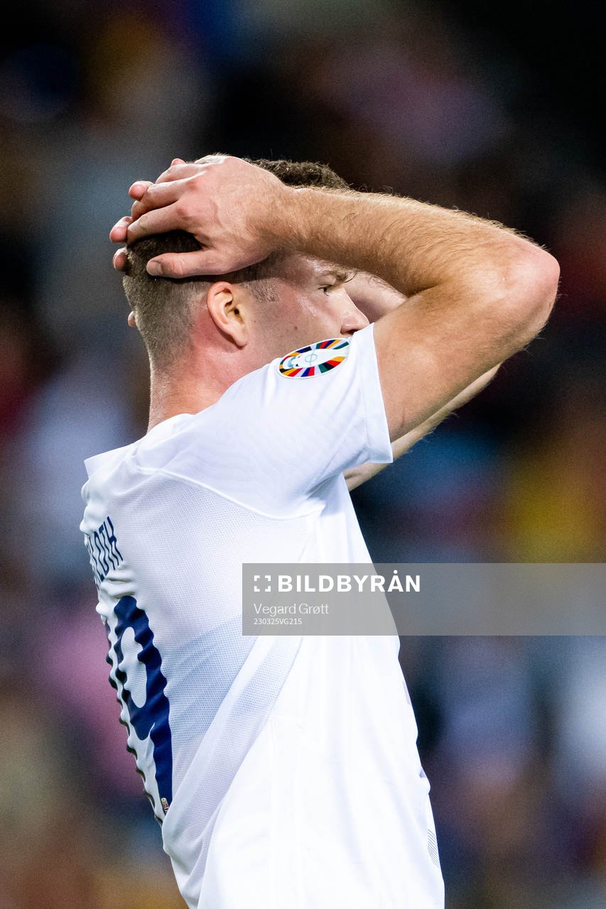 Alexander Sørloth of Norway reacts