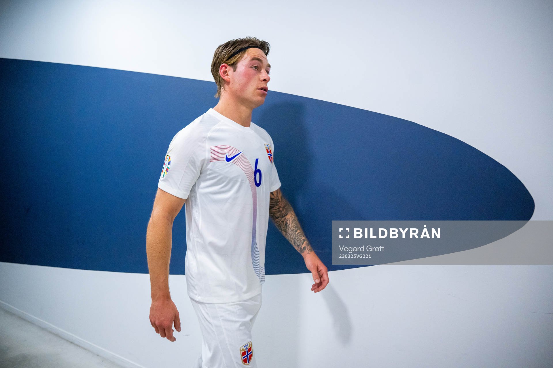 Patrick Berg of Norway at half-time during the UEFA Euro Qualifier football match between Spain and Norway on March 25, 2023 in Malaga.
