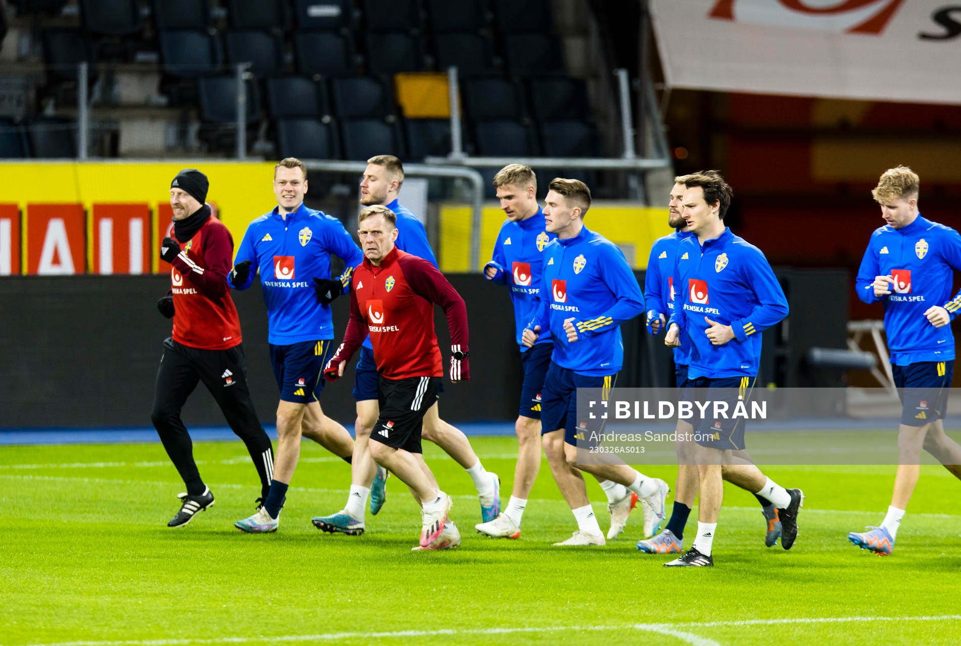Swedish national football team warming up