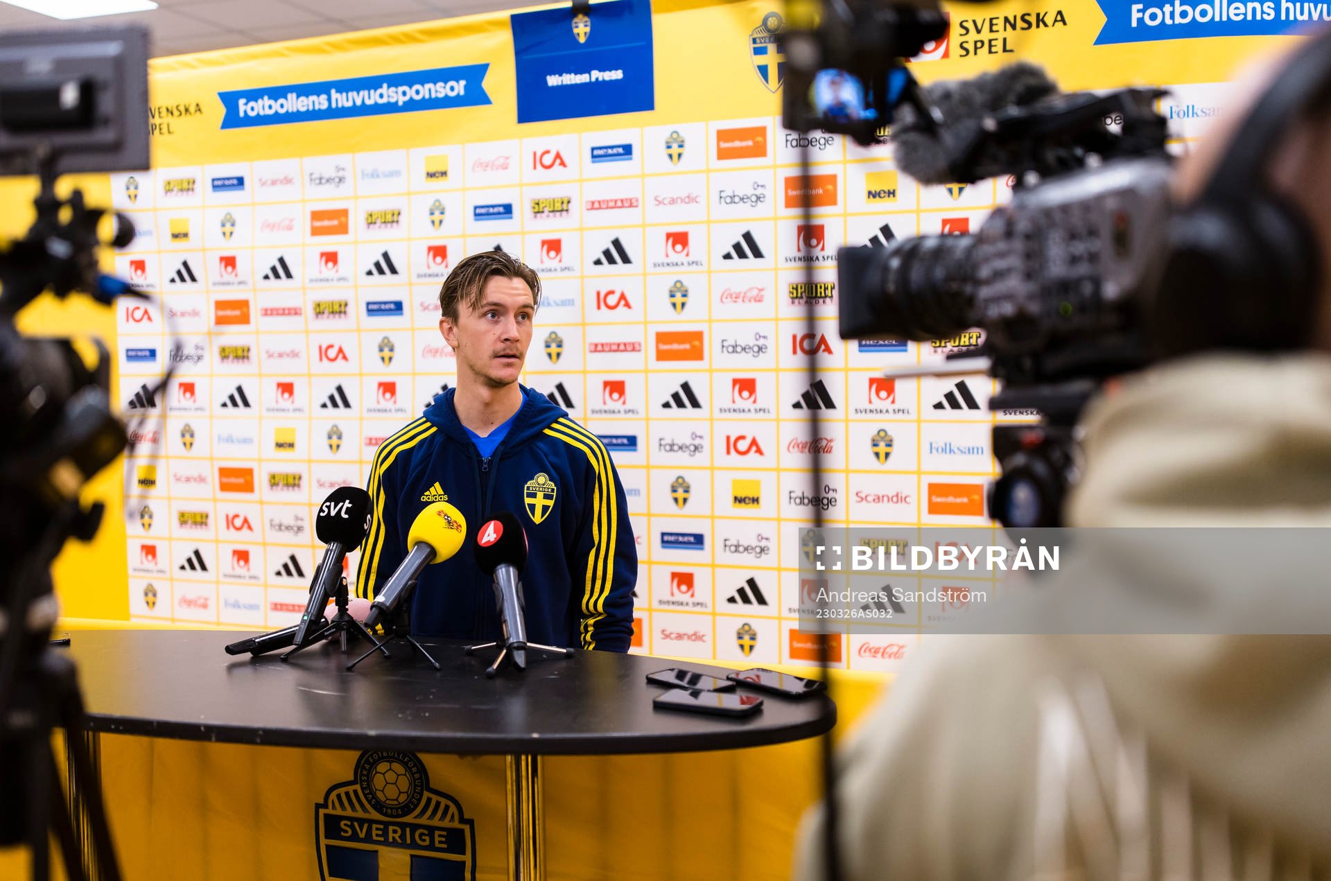 Kristoffer Olsson of Sweden meets the press