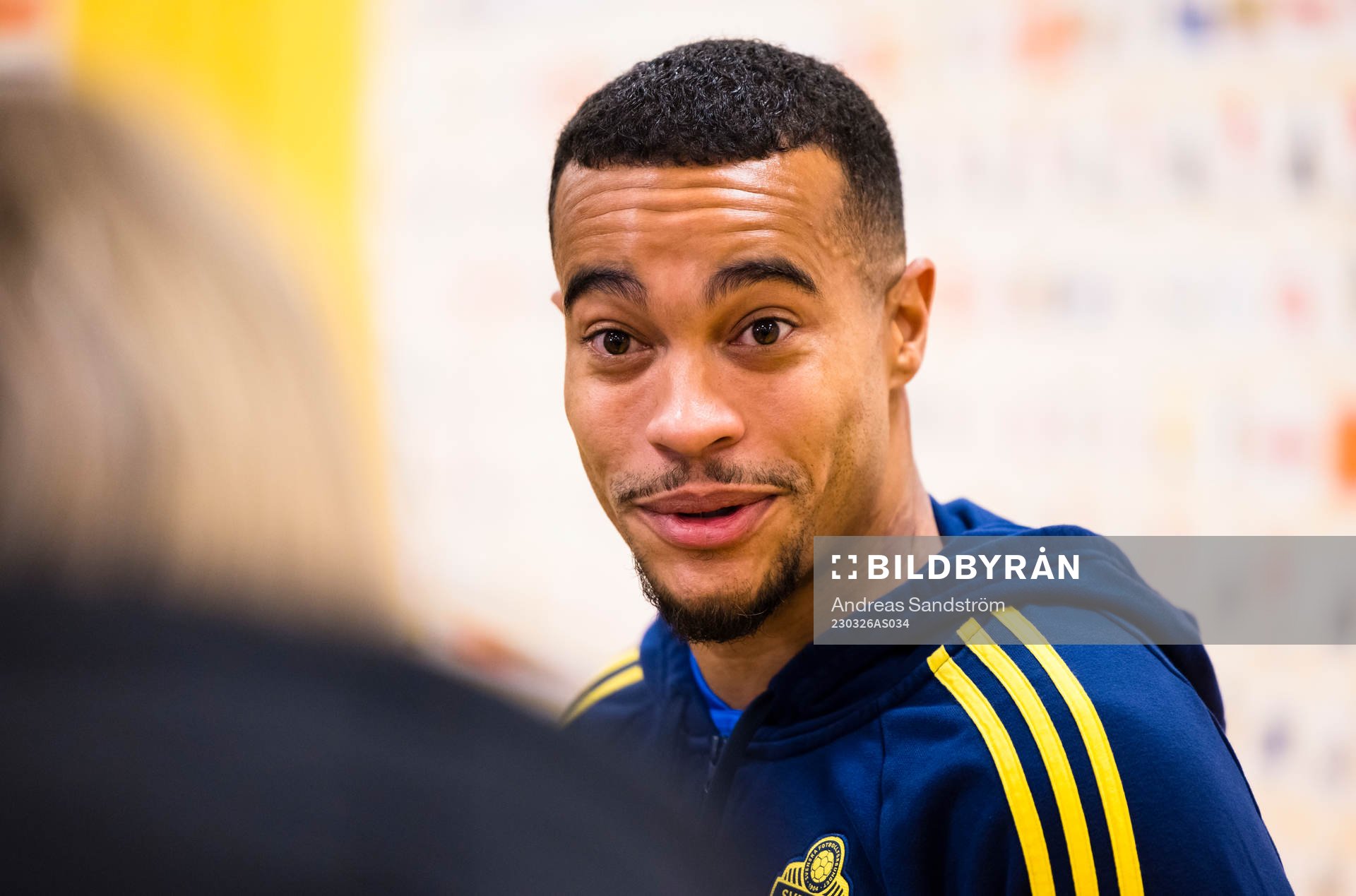 Robin Quaison of Sweden meets the press