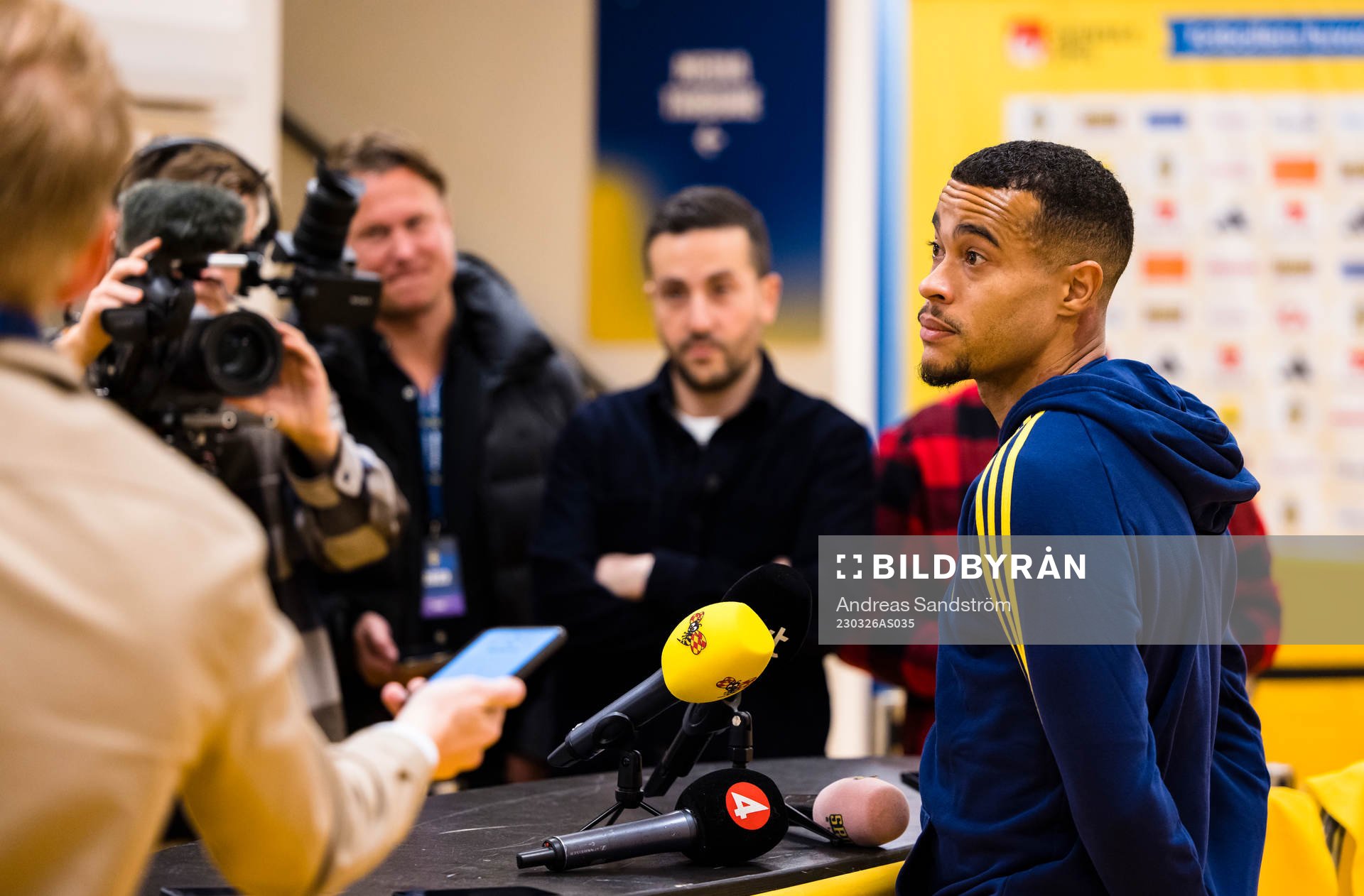 Robin Quaison of Sweden meets the press